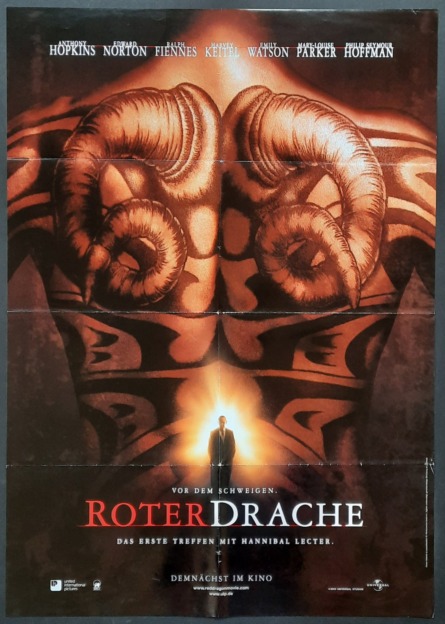RED DRAGON Original Movie Poster Teaser 2002 Anthony Hopkins German 1-Sheet Poster