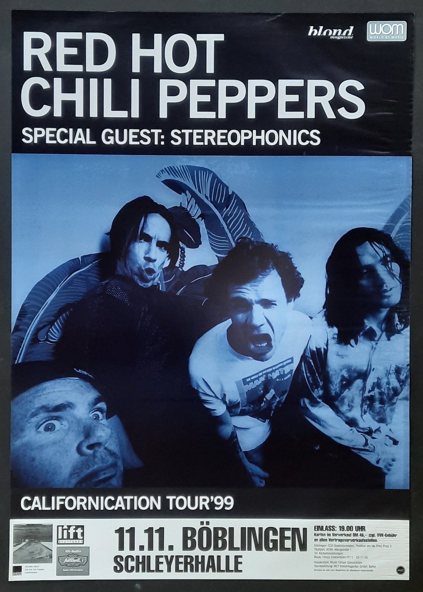 RED HOT CHILI PEPPERS Original Concert Poster November 11, 1999 Böblingen Germany