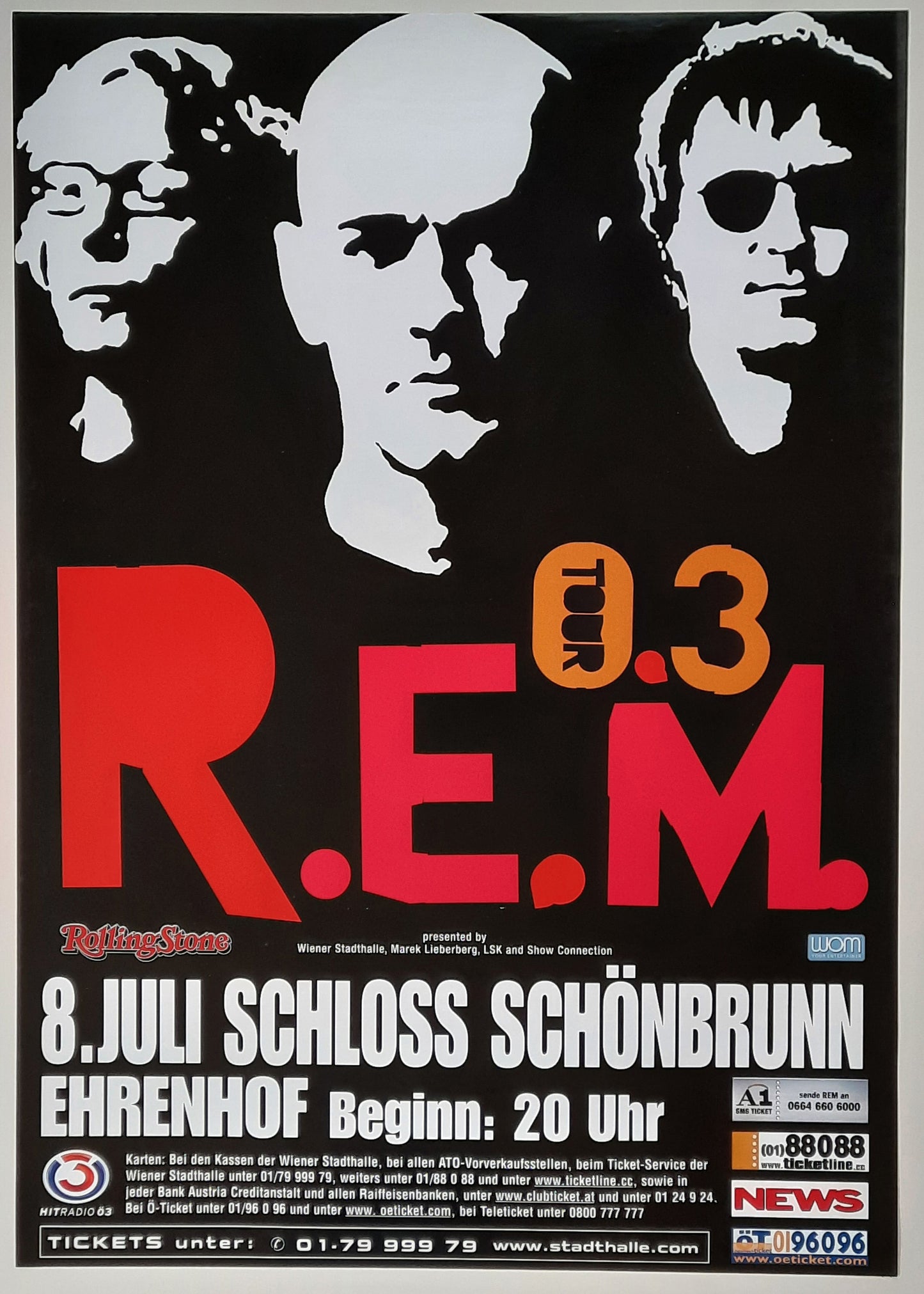 R.E.M 2003 Concert Poster June 8th Vienna Austria 1st print