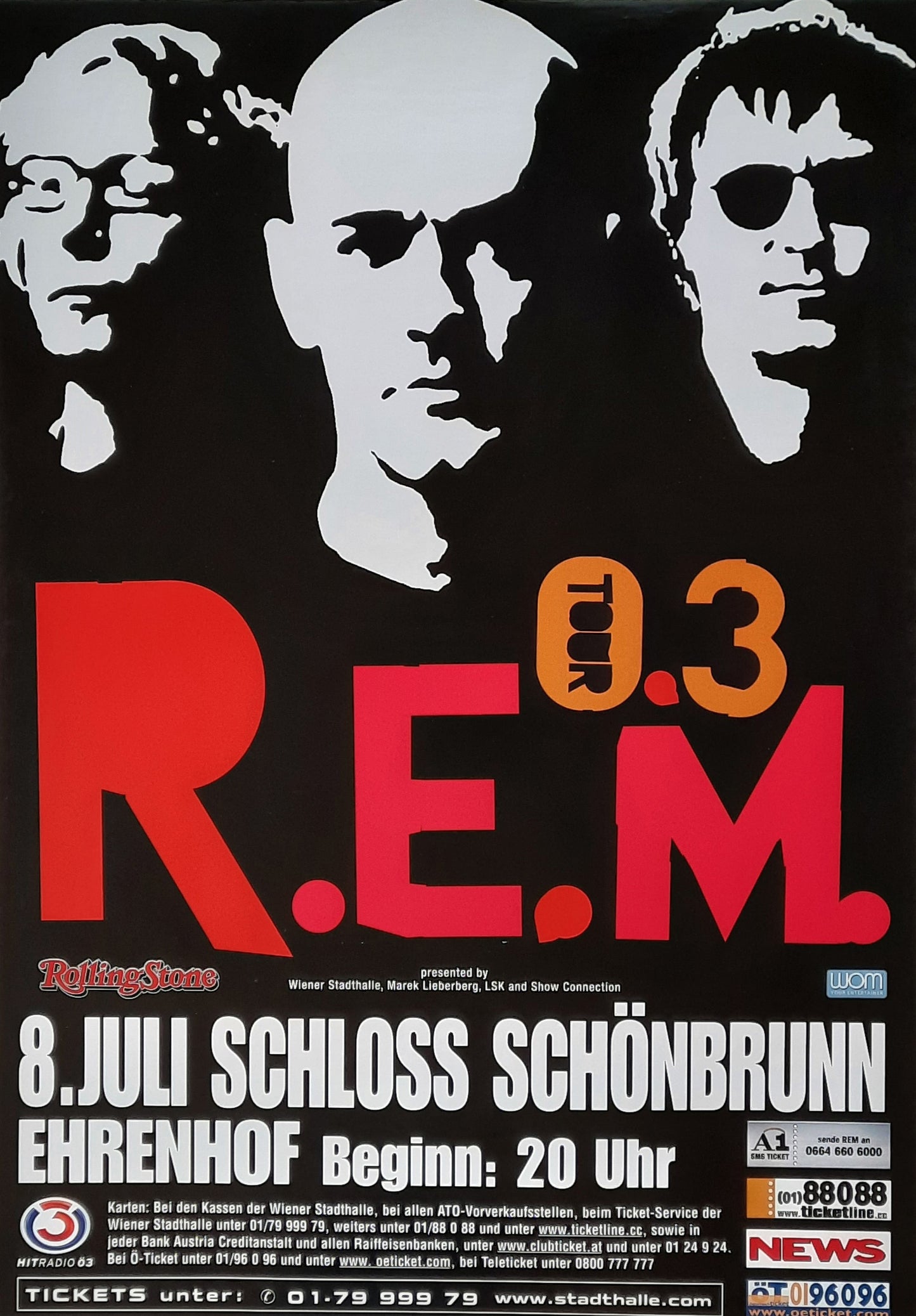 R.E.M 2003 Concert Poster June 8th Vienna Austria 1st print