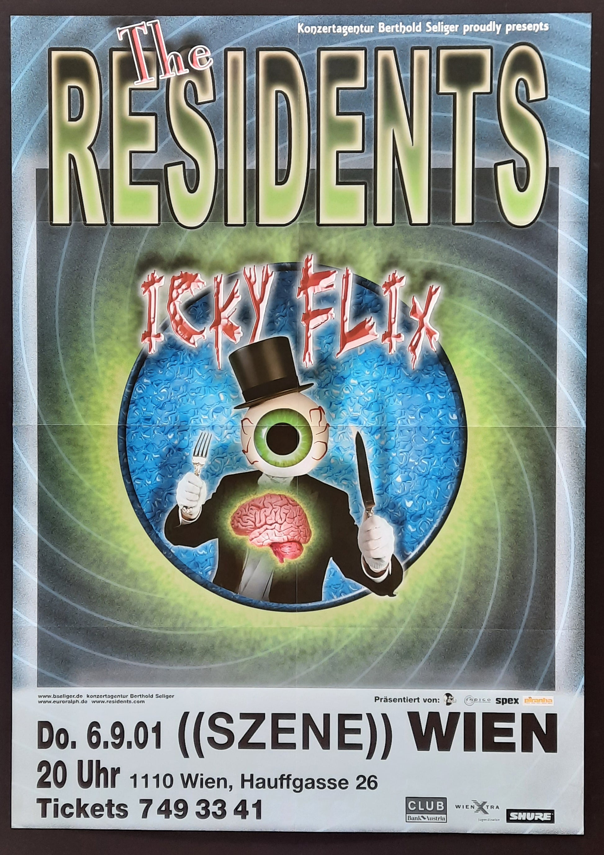 RESIDENTS Original Concert Poster September 9, 2001 Vienna Austria 2