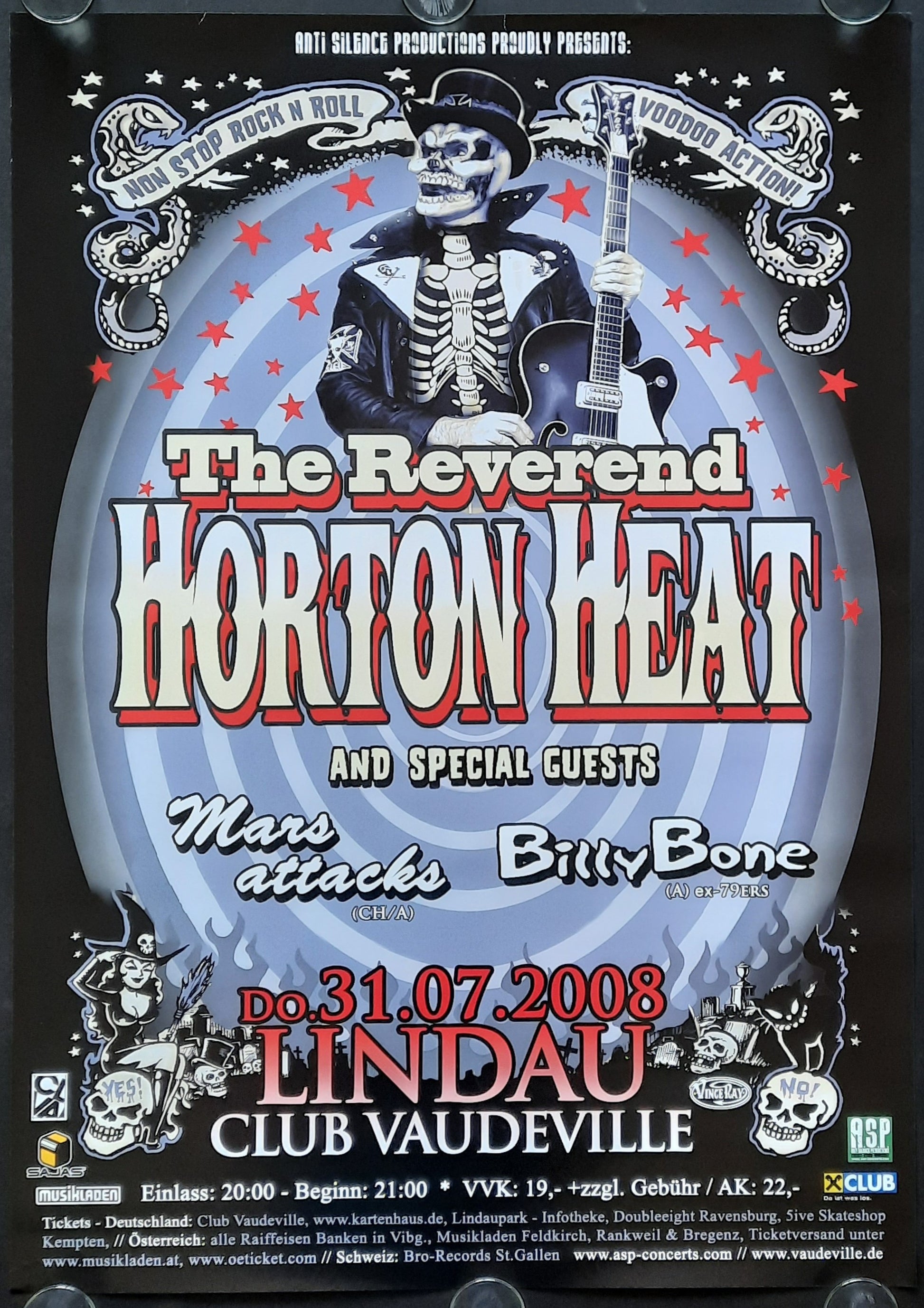 REVEREND HORTON HEAT Original Concert Poster July 7, 2008 Lindau Germany 1