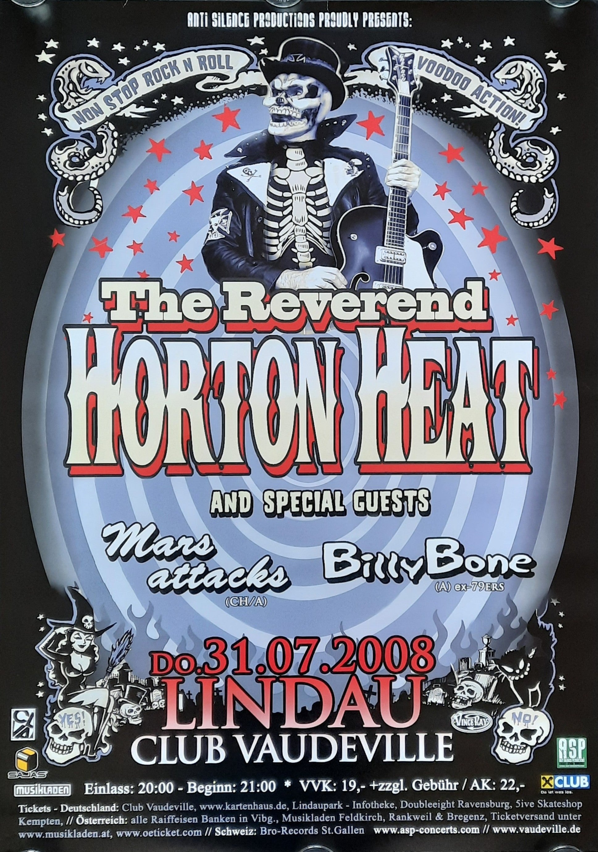 REVEREND HORTON HEAT Original Concert Poster July 7, 2008 Lindau Germany 1