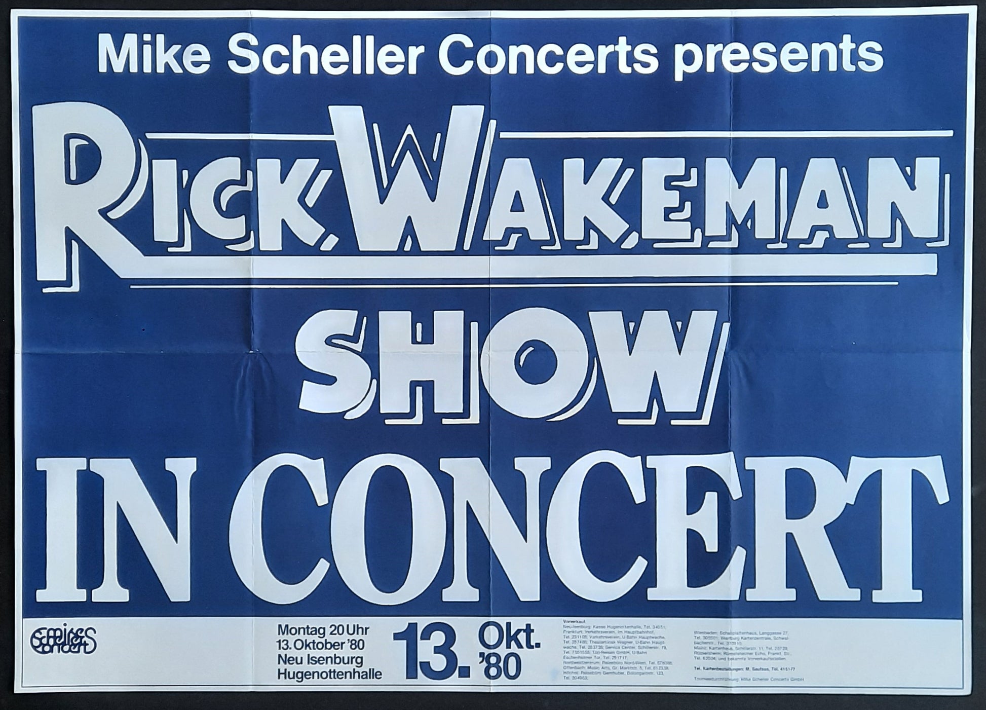 RICK WAKEMAN Original Concert Poster October 13, 1980 Neu Isenburg Germany