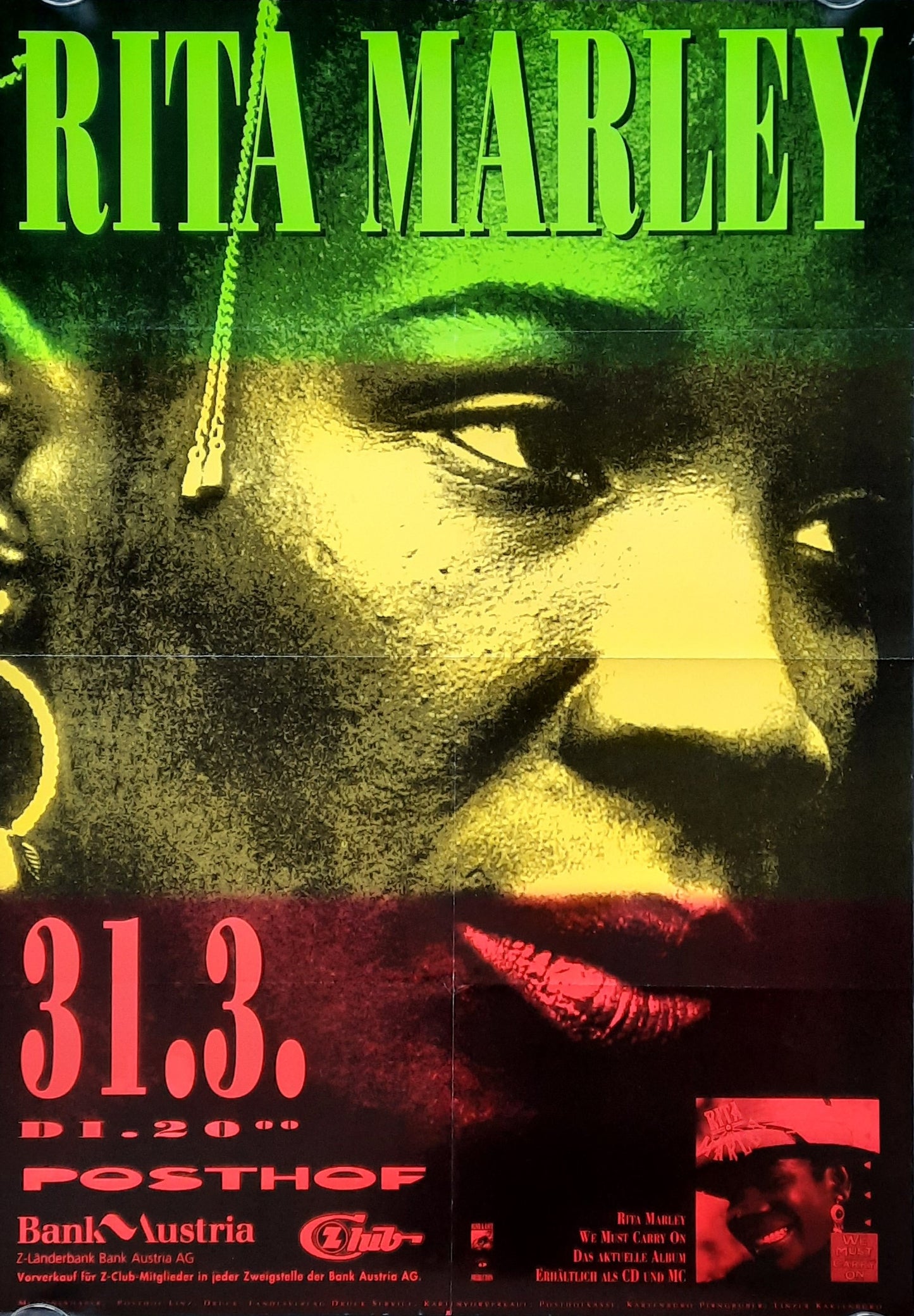 RITA MARLEY Original Concert Poster March 31, 1988 Linz Austria