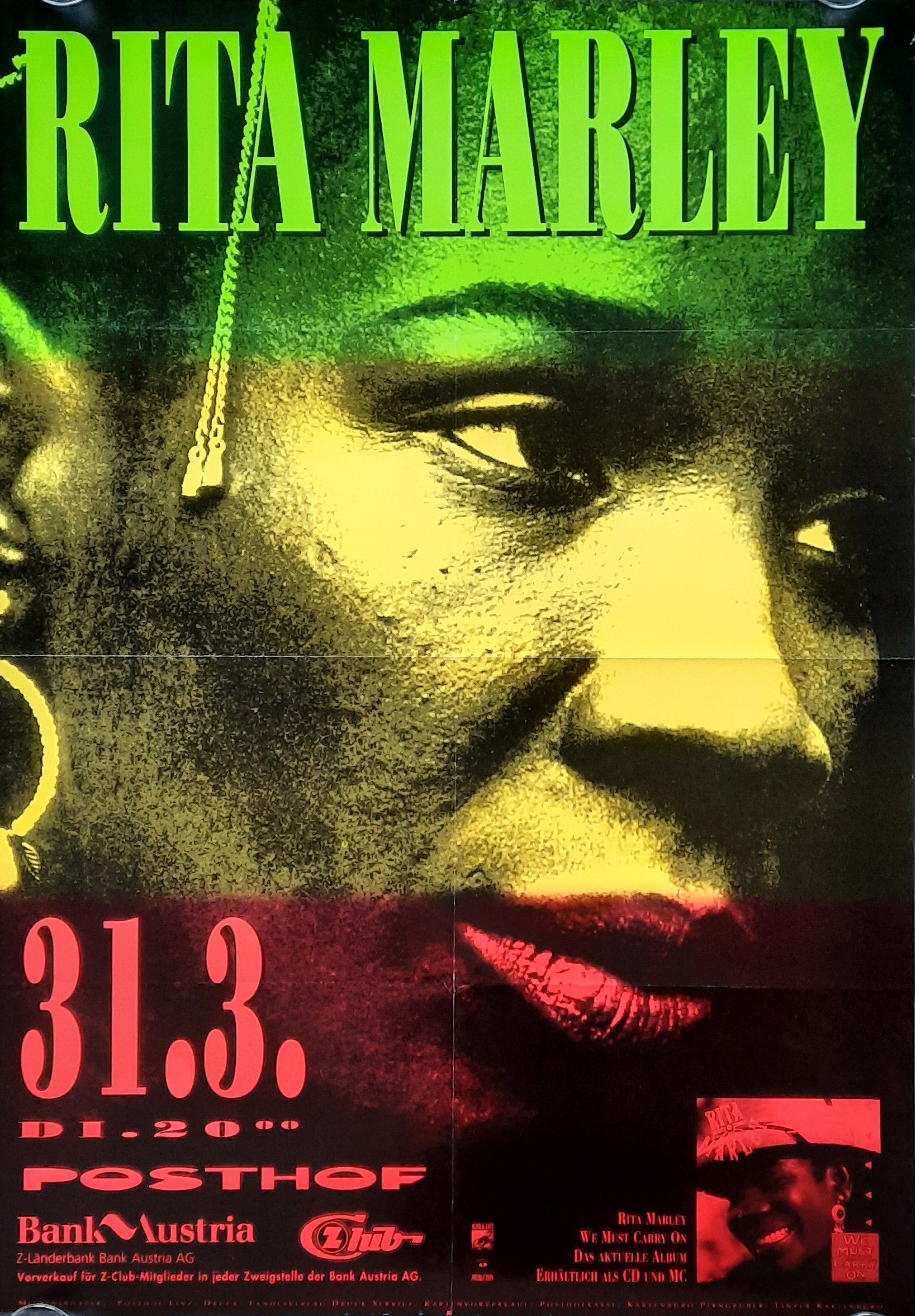 RITA MARLEY Original Concert Poster March 31, 1988 Linz Austria