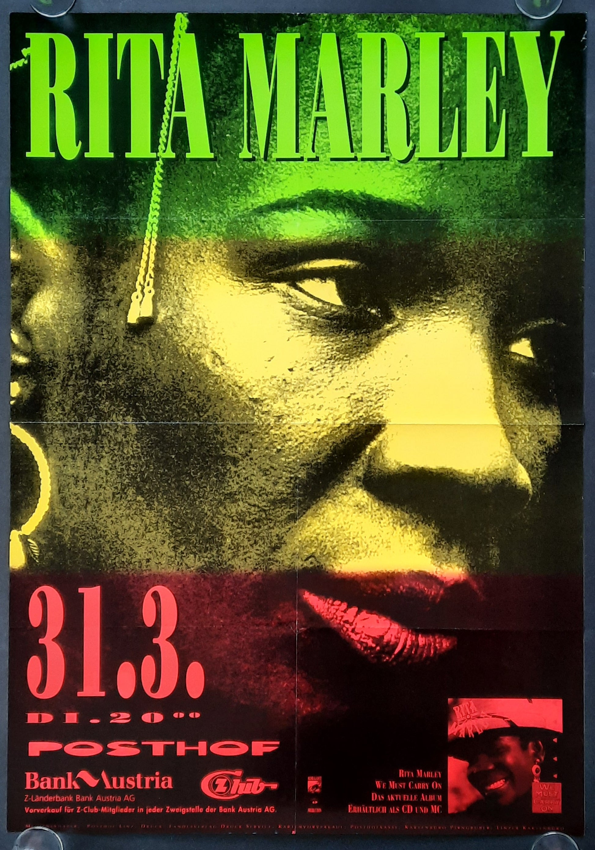 RITA MARLEY Original Concert Poster March 31, 1988 Linz Austria 2