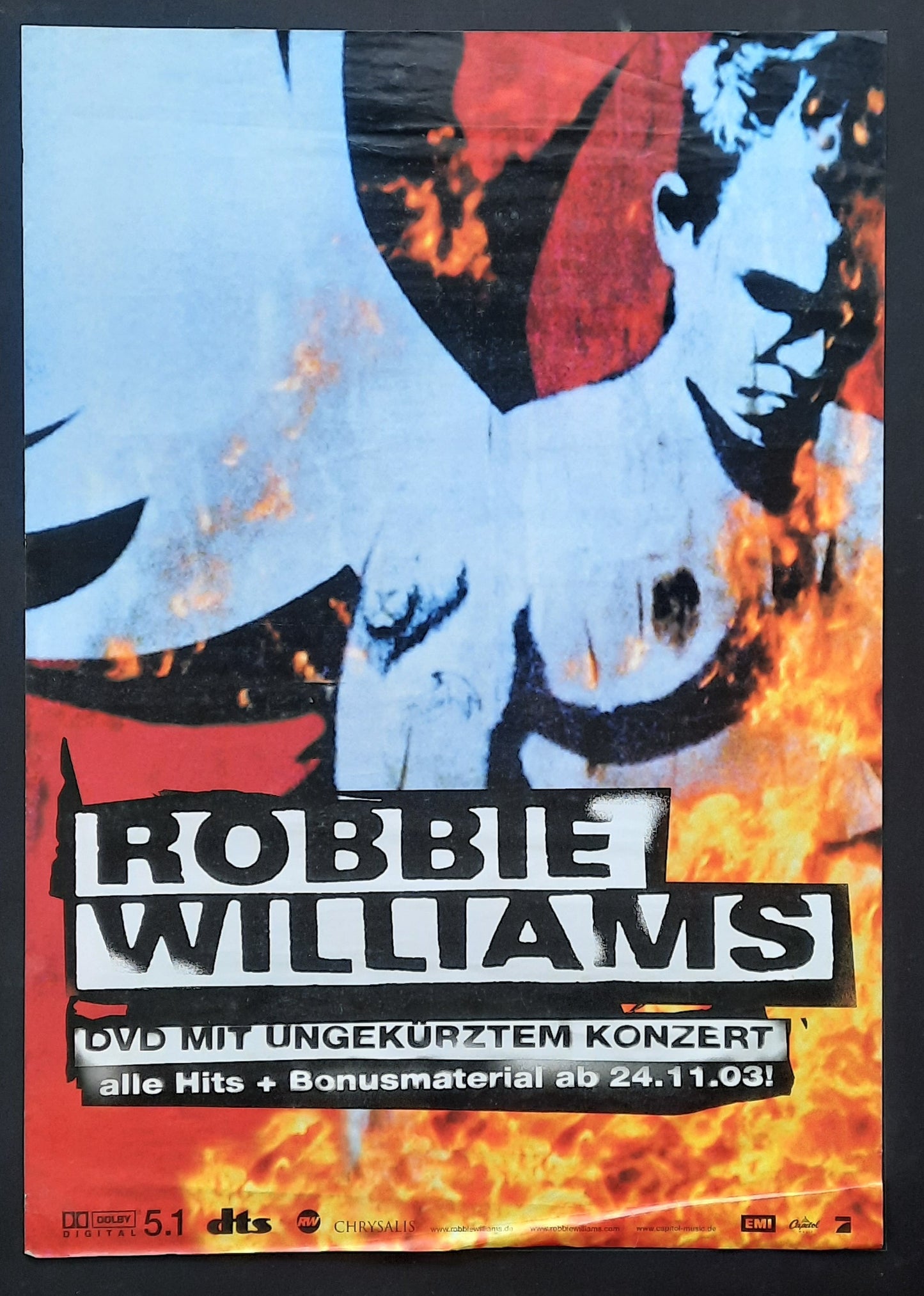  ROBBIE WILLIAMS Original Promotion Poster - 2003 DVD LIVE 1