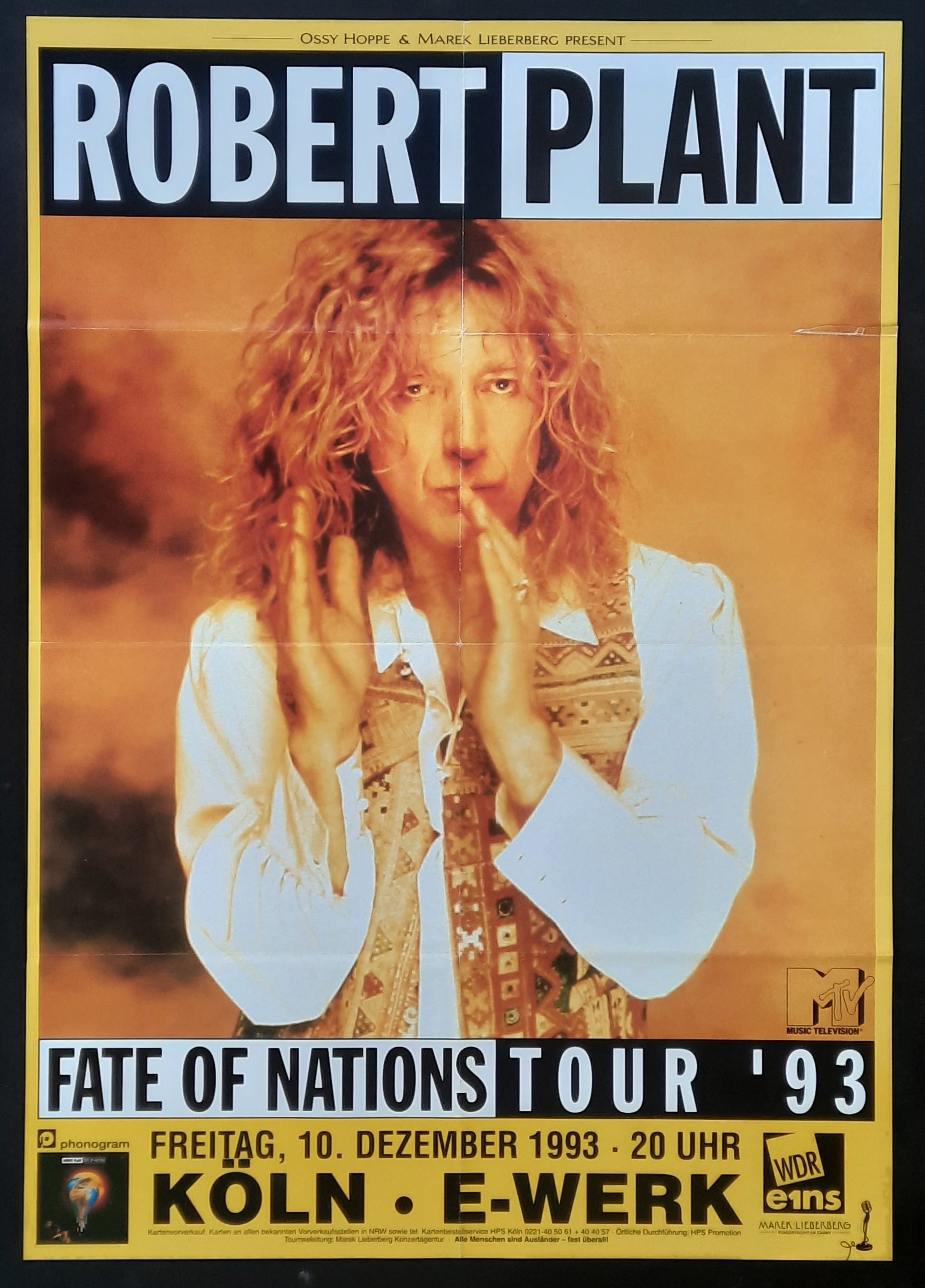 ROBERT PLANT Original Concert Poster December 10, 1993 Köln Germany