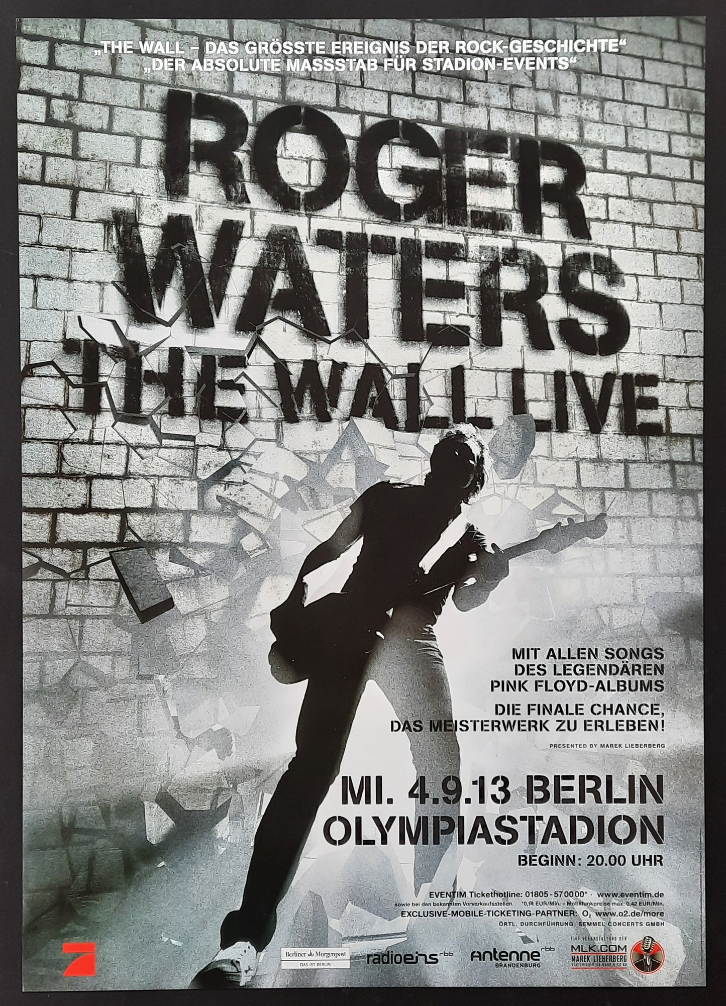 ROGER WATERS "The Wall" Original Concert Poster September 13, 2013 Berlin Germany 2