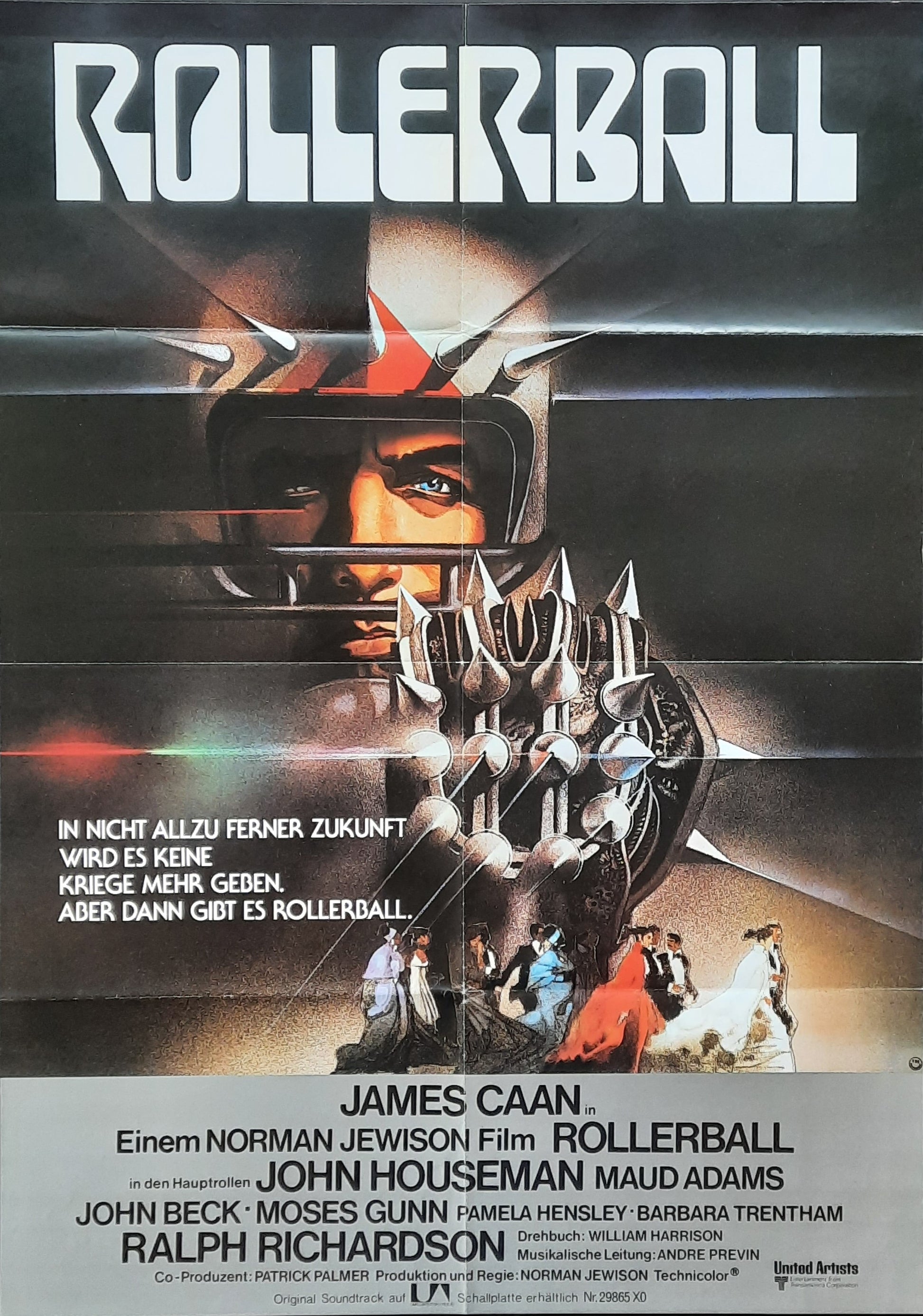 ROLLERBALL Original Movie Poster 1975 James Caan German 1-Sheet