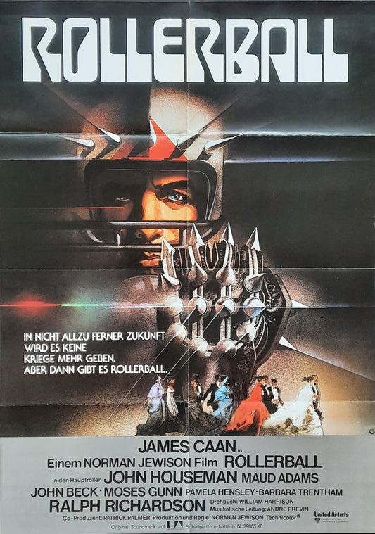 ROLLERBALL Original Movie Poster 1975 James Caan German 1-Sheet