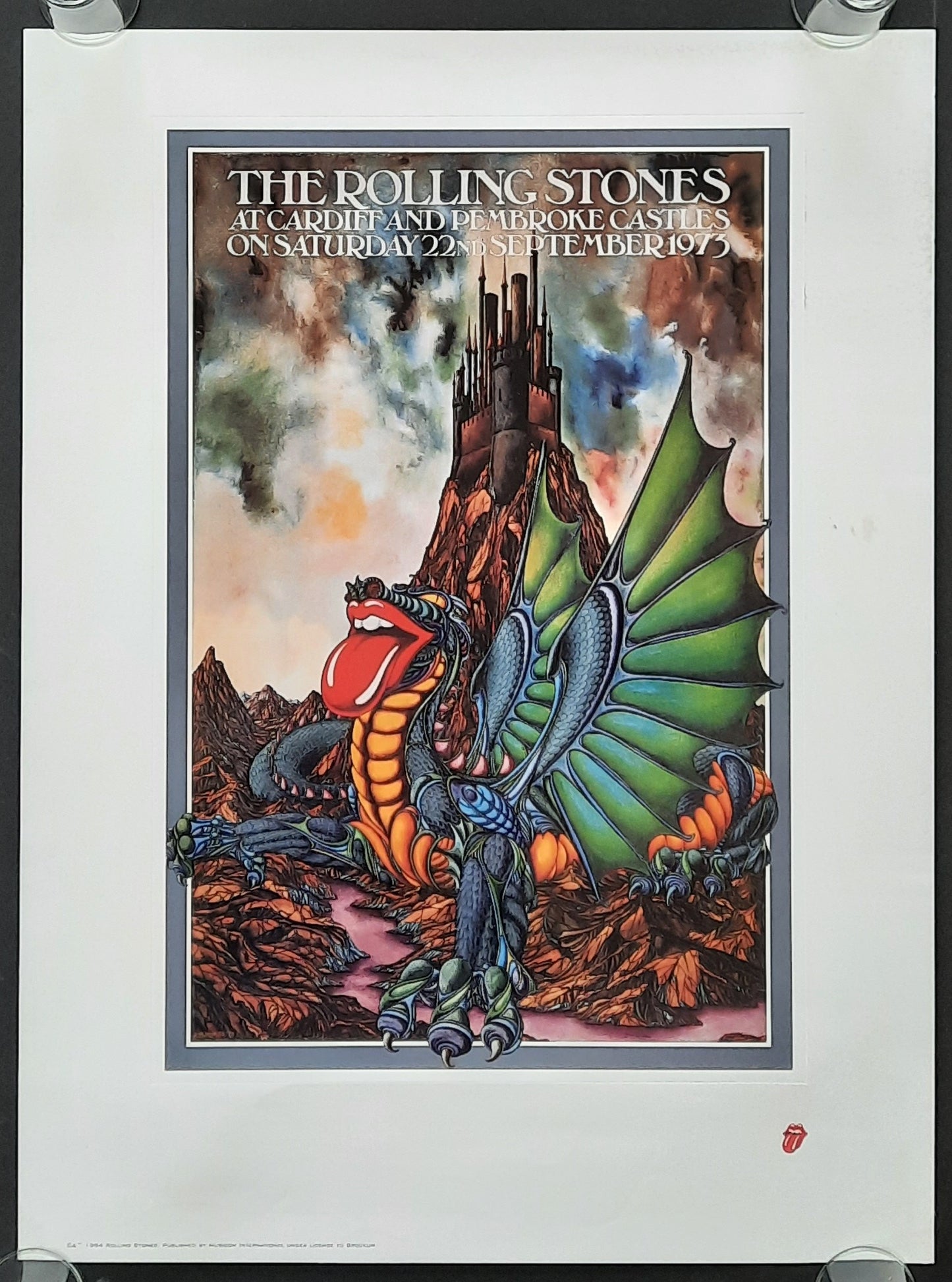ROLLING STONES 1973 Concert Poster - Cardiff Castle Lithography 1994 by Musicom