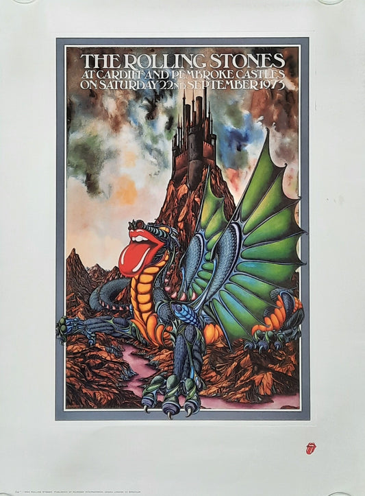 ROLLING STONES 1973 Concert Poster - Cardiff Castle Lithography 1994 by Musicom