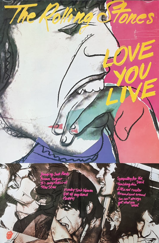 ROLLING STONES 1977 Original Promotion Poster - Album LOVE YOU LIVE by Andy Warhol
