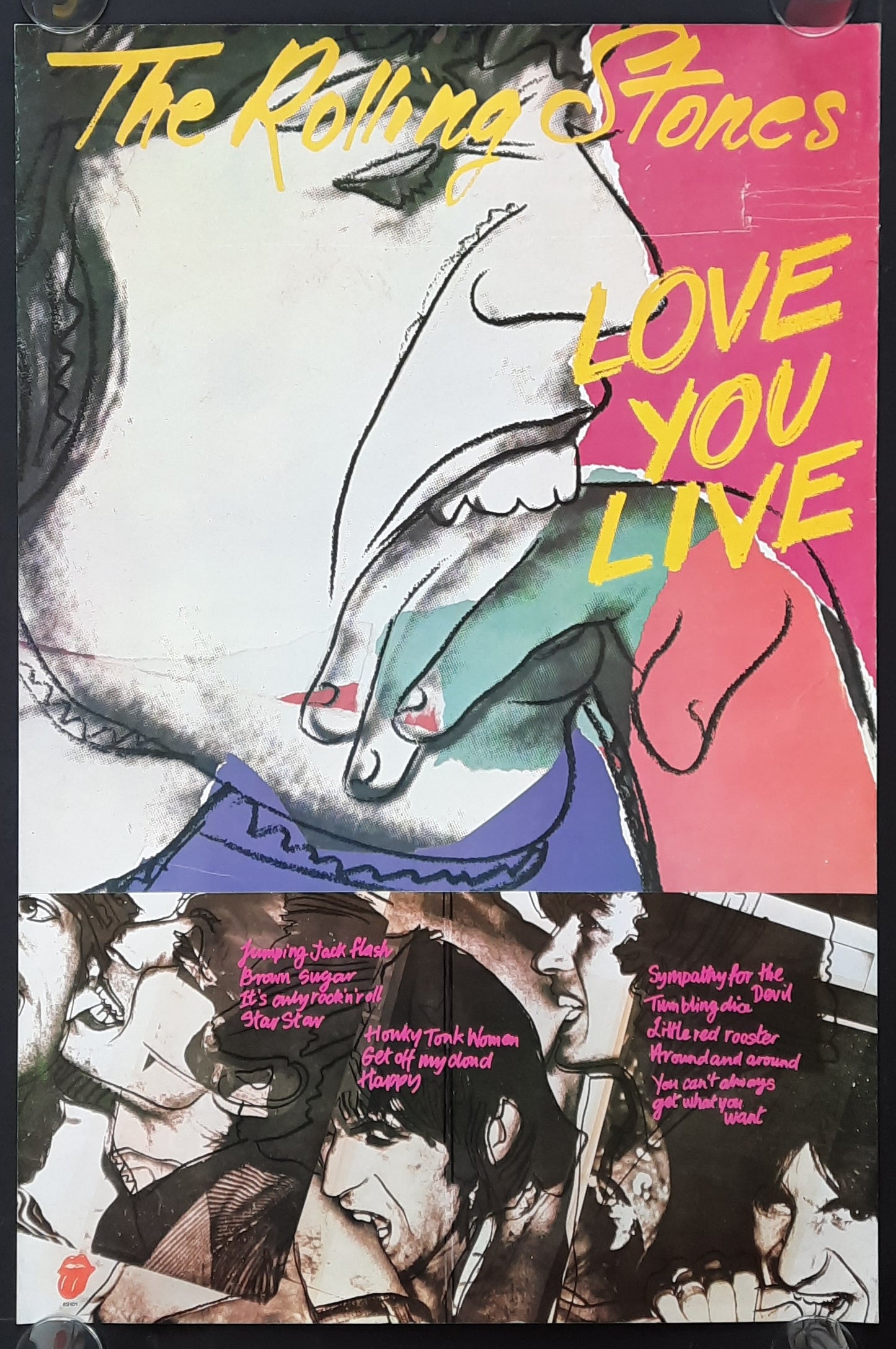 ROLLING STONES 1977 Original Promotion Poster - Album LOVE YOU LIVE by Andy Warhol
