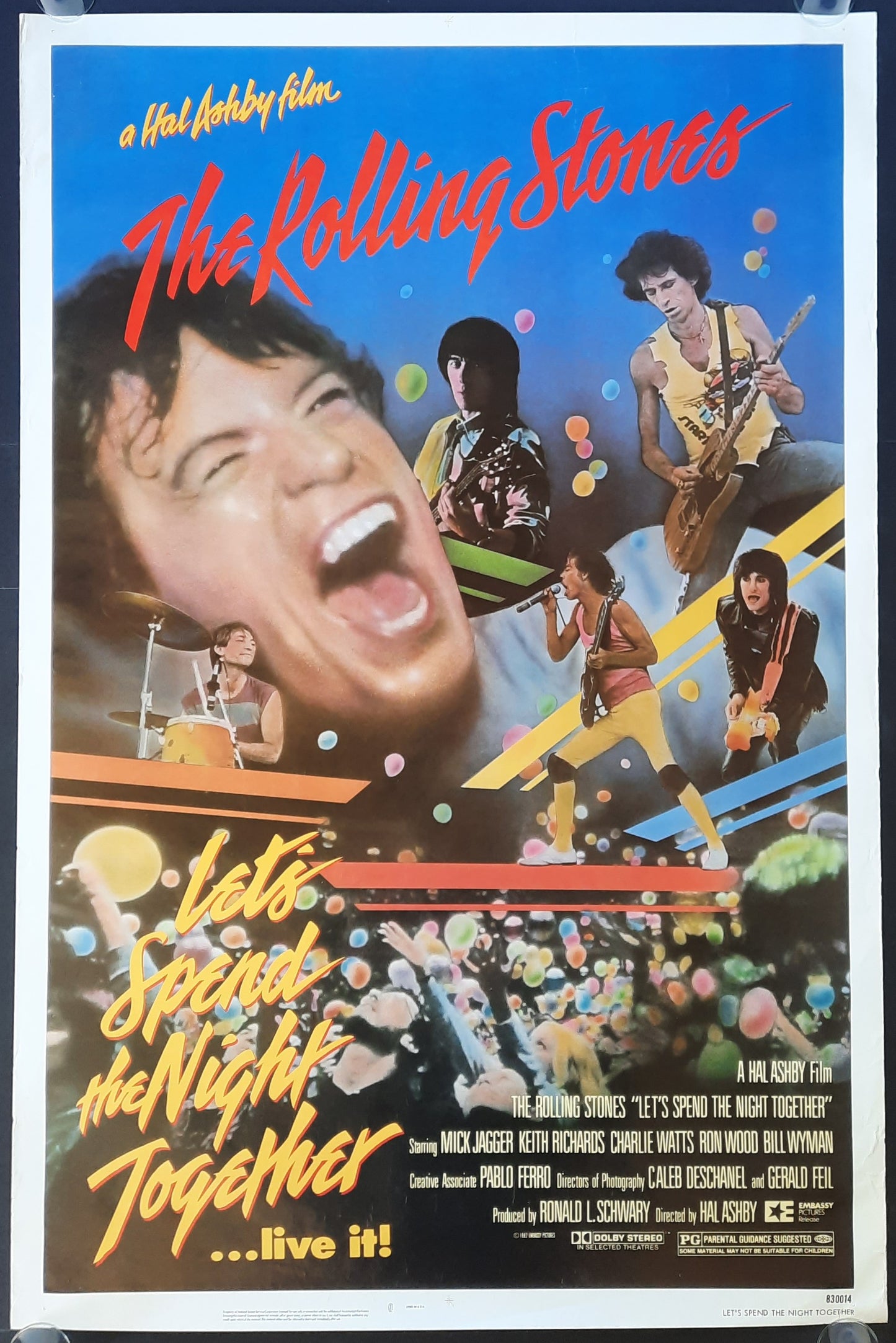 ROLLING STONES 1983 Original Promotion Poster - Movie LETS SPEND THE NIGHT TOGETHER 69x103
