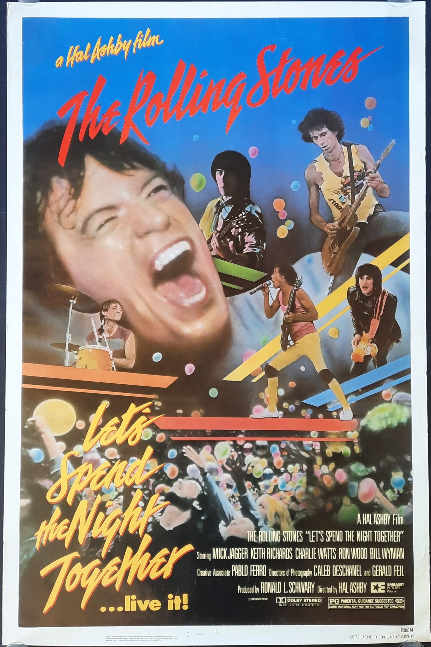 ROLLING STONES 1983 Original Promotion Poster - Movie LETS SPEND THE NIGHT TOGETHER 69x103