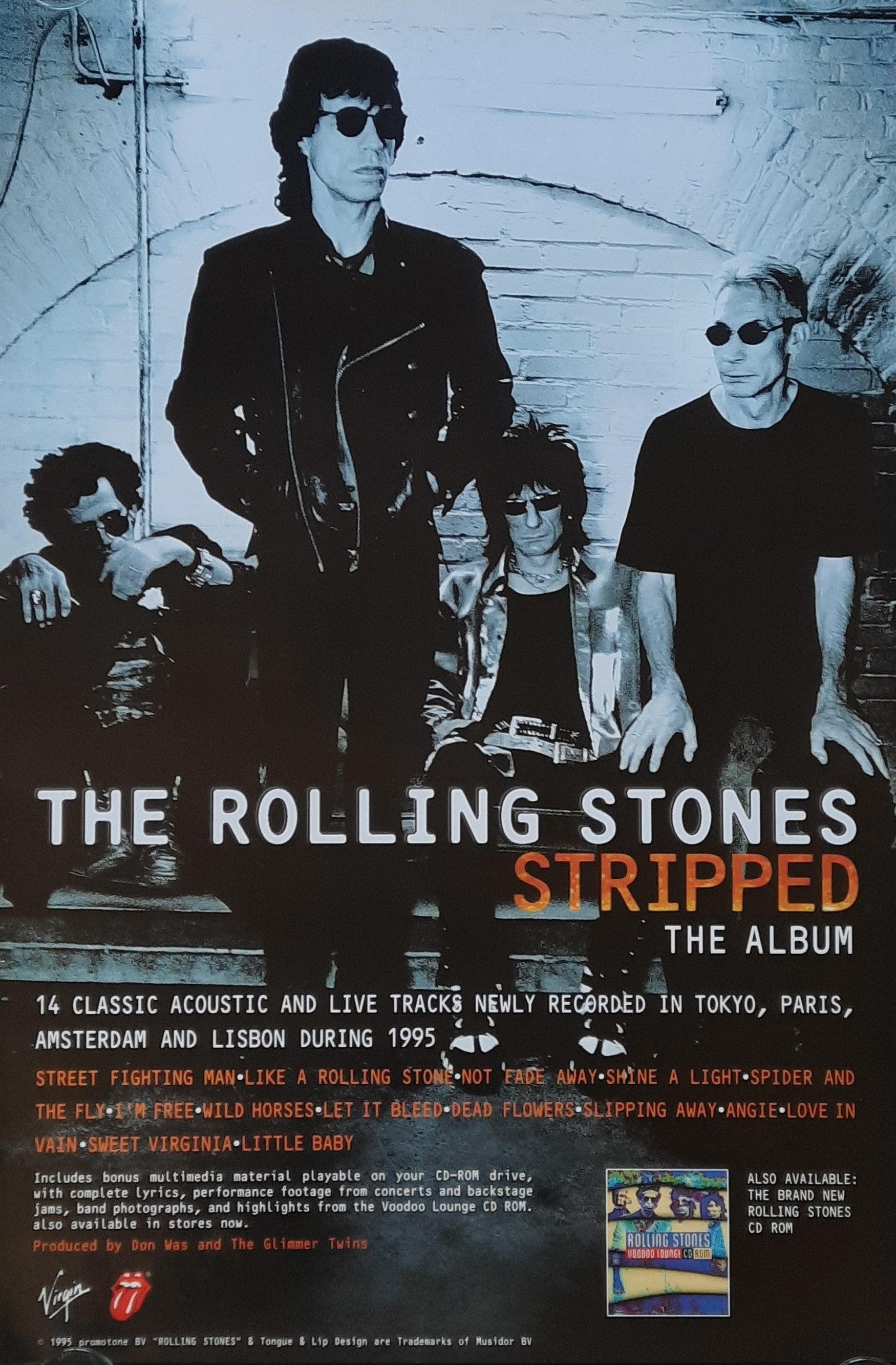 ROLLING STONES 1995 Original Promotion Poster - Album STRIPPED