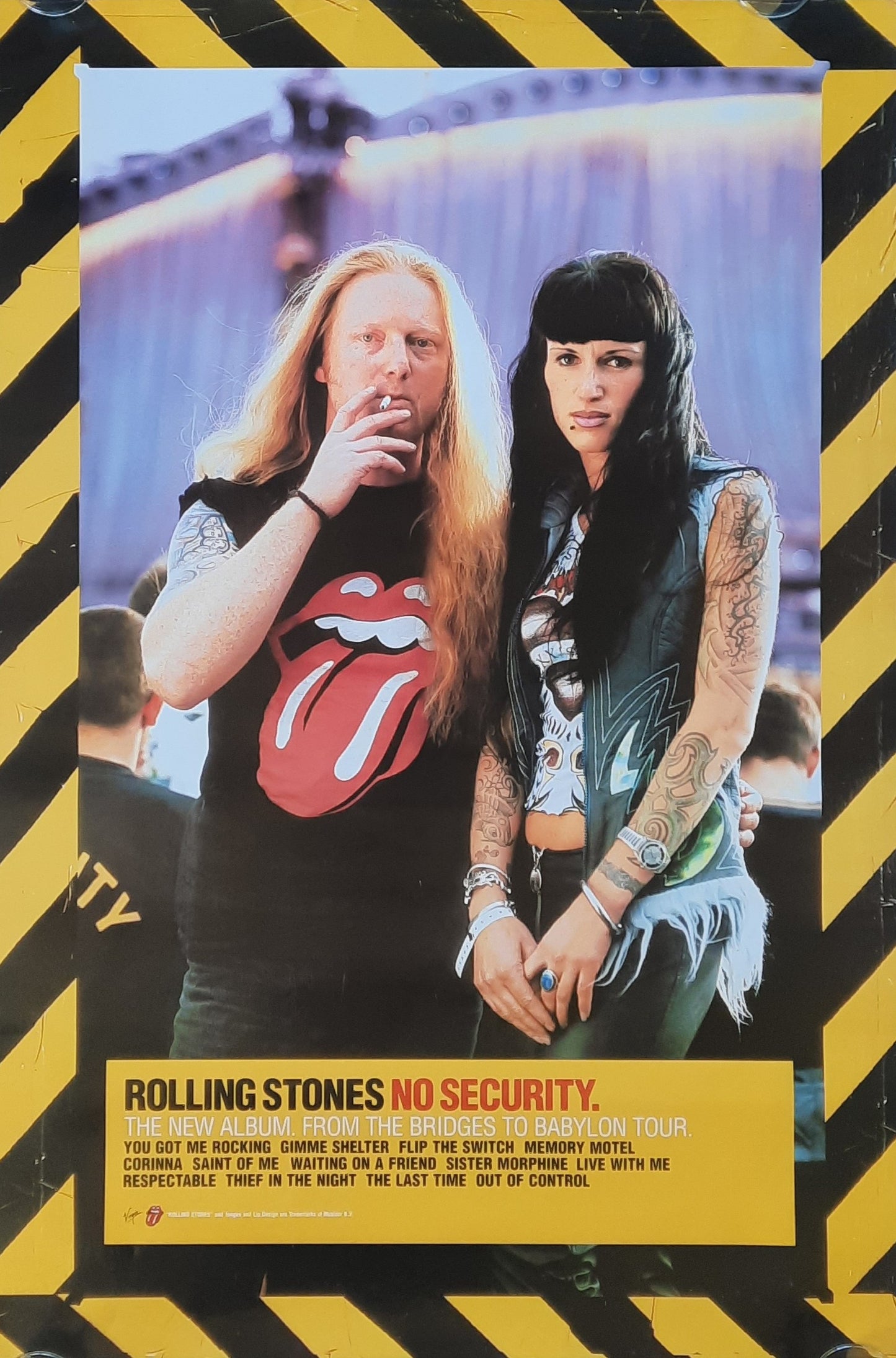 ROLLING STONES 1999 Original Promotion Poster - Album NO SECURITY