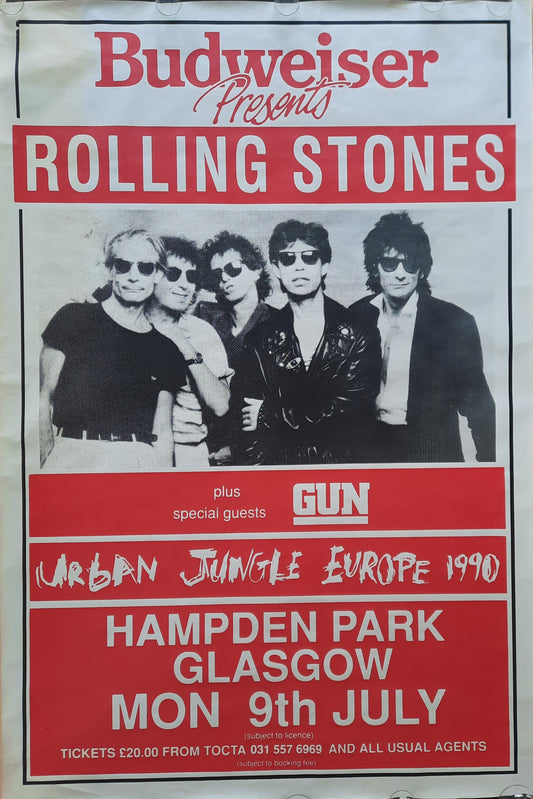 ROLLING STONES Original Concert Poster July 9, 1990 Glasgow SUBWAY POSTER 1