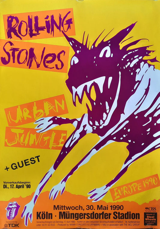 ROLLING STONES Original Concert Poster May 30, 1990 Cologne Germany SUBWAY POSTER 1