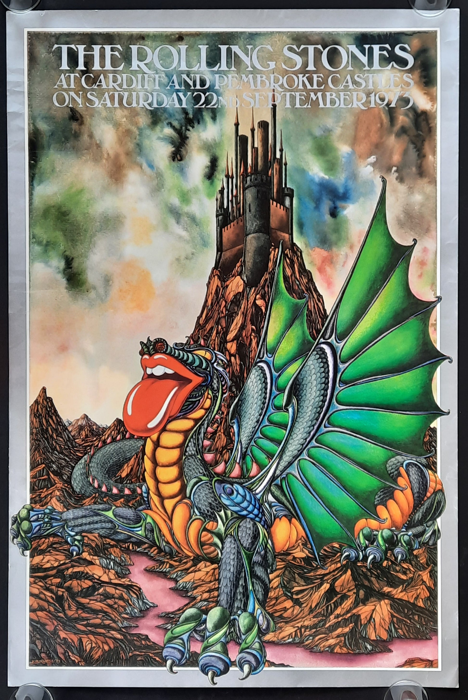 ROLLING STONES 1973 Cardiff Concert Poster ORIGINAL! VINTAGE!