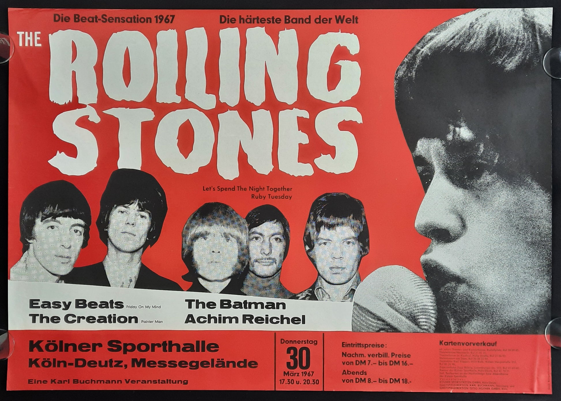ROLLING STONES Concert Poster March 30, 1967 Köln Germany 2