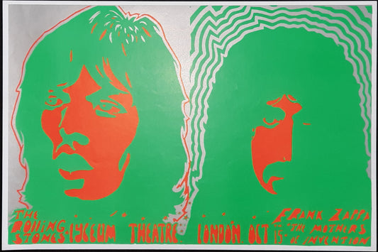 ROLLING STONES FRANK ZAPPA Original Blacklight GIG-Poster by L.W. 1969/1974 Lyceum London