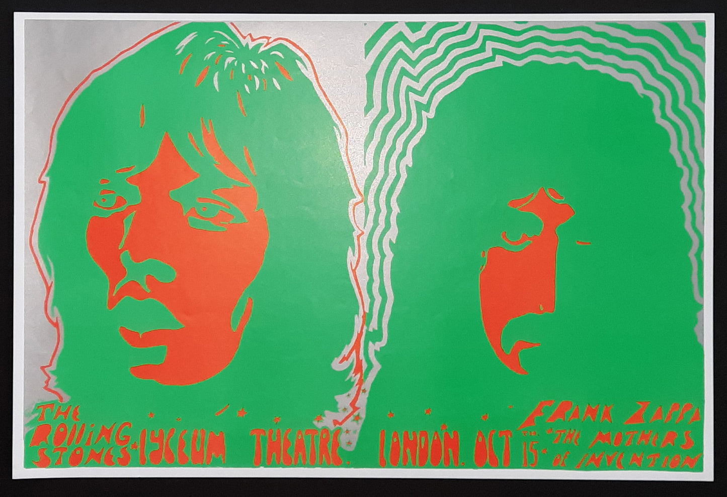 ROLLING STONES FRANK ZAPPA Original Blacklight GIG-Poster by L.W. 1969/1974 Lyceum London 2