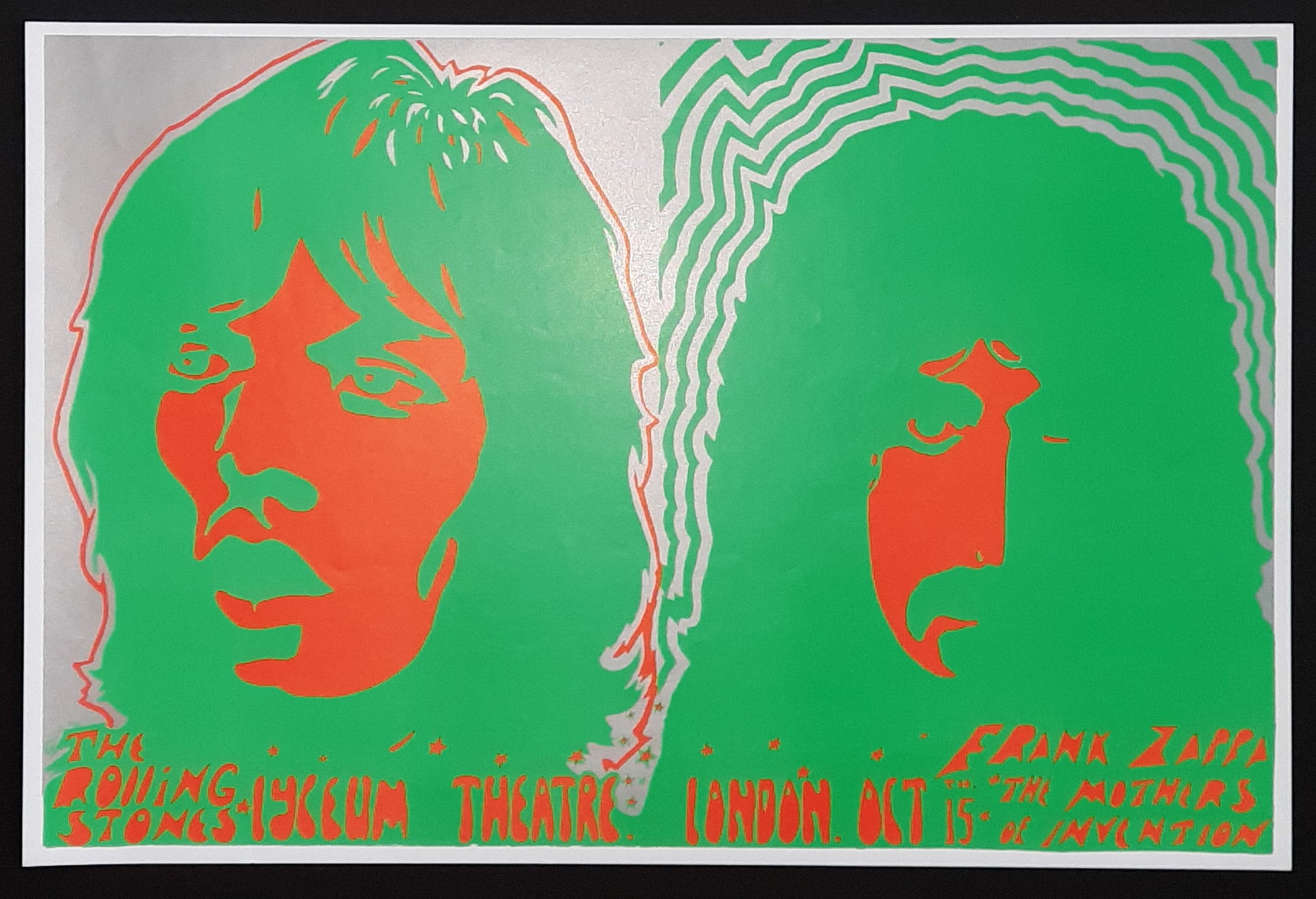 ROLLING STONES FRANK ZAPPA Original Blacklight GIG-Poster by L.W. 1969/1974 Lyceum London 2