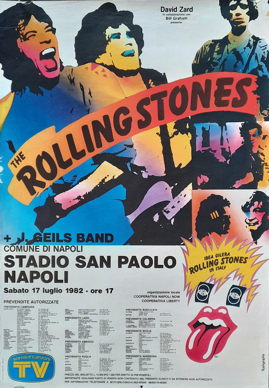 ROLLING STONES Original Concert Poster July 17, 1982 Naples, Italy