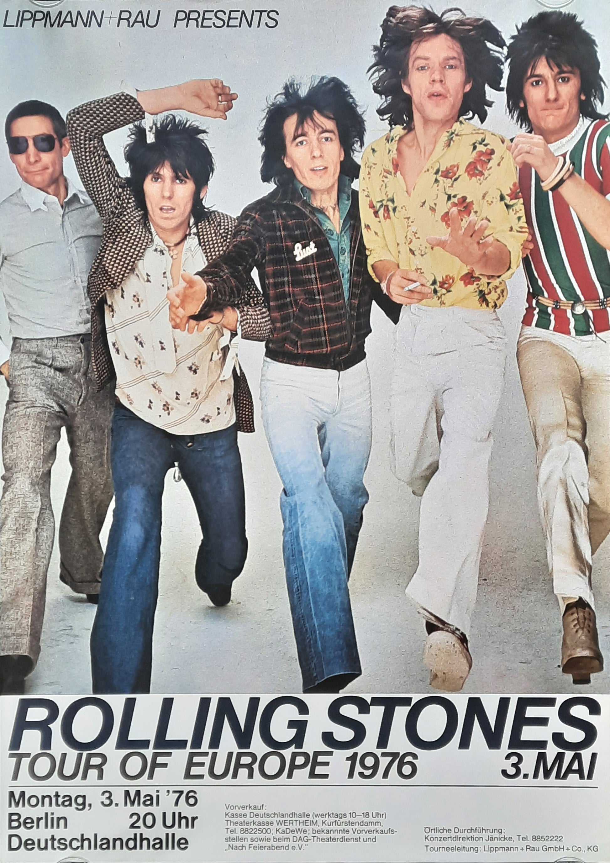 ROLLING STONES Original Concert Poster May 3, 1976 Berlin Germany