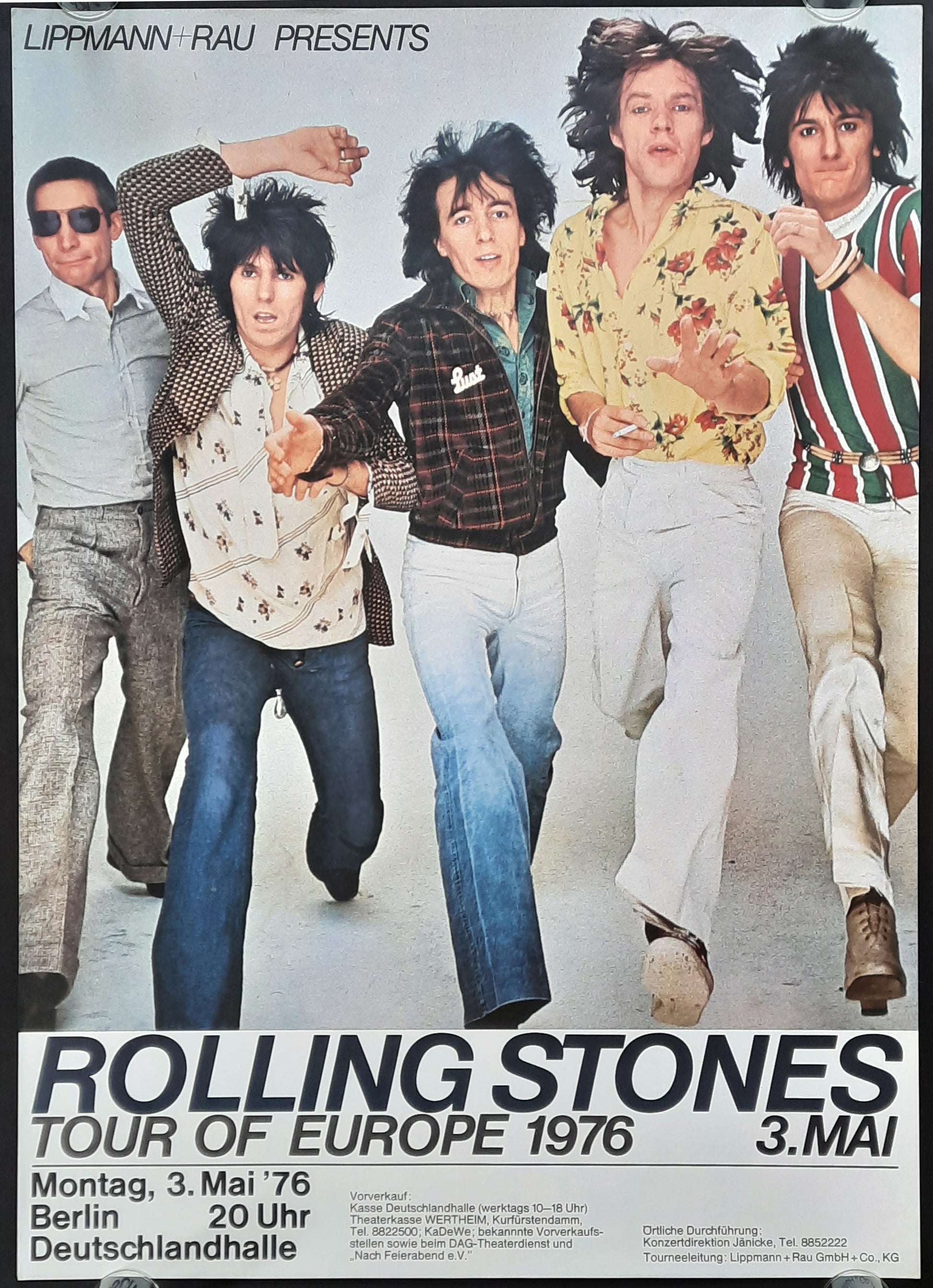 ROLLING STONES Original Concert Poster May 3, 1976 Berlin Germany 2