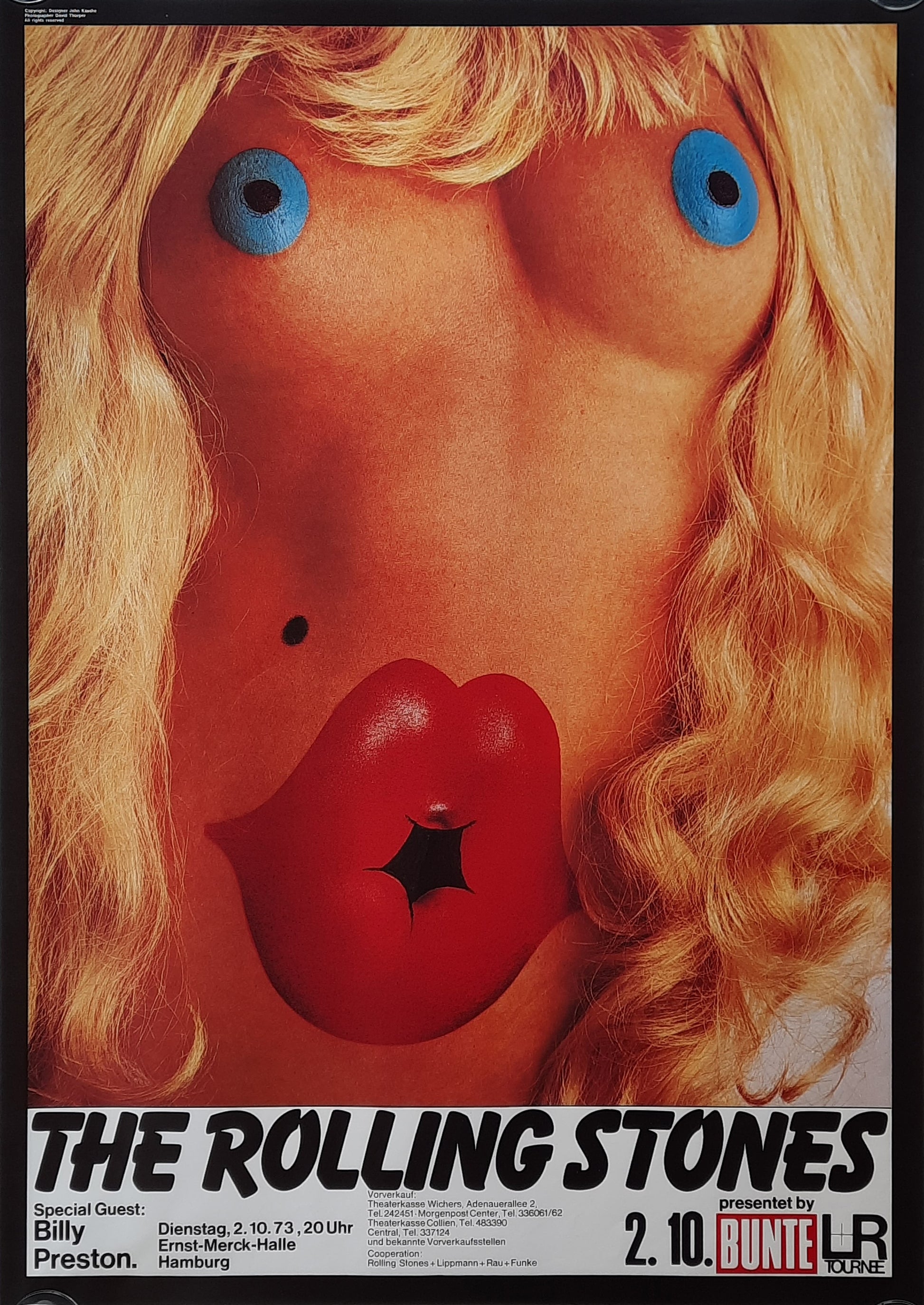 ROLLING STONES Original Concert Poster October 2, 1973 Hamburg, Germany