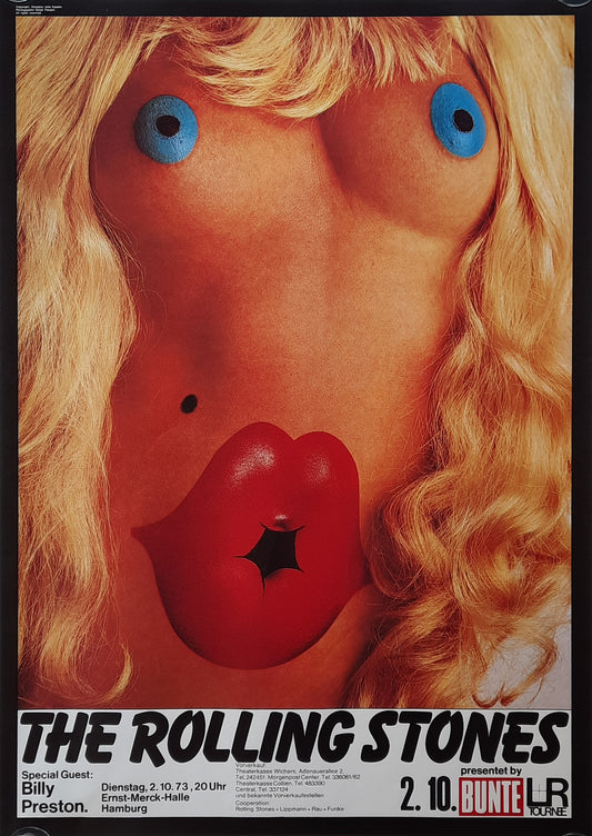 ROLLING STONES Original Concert Poster October 2, 1973 Hamburg, Germany