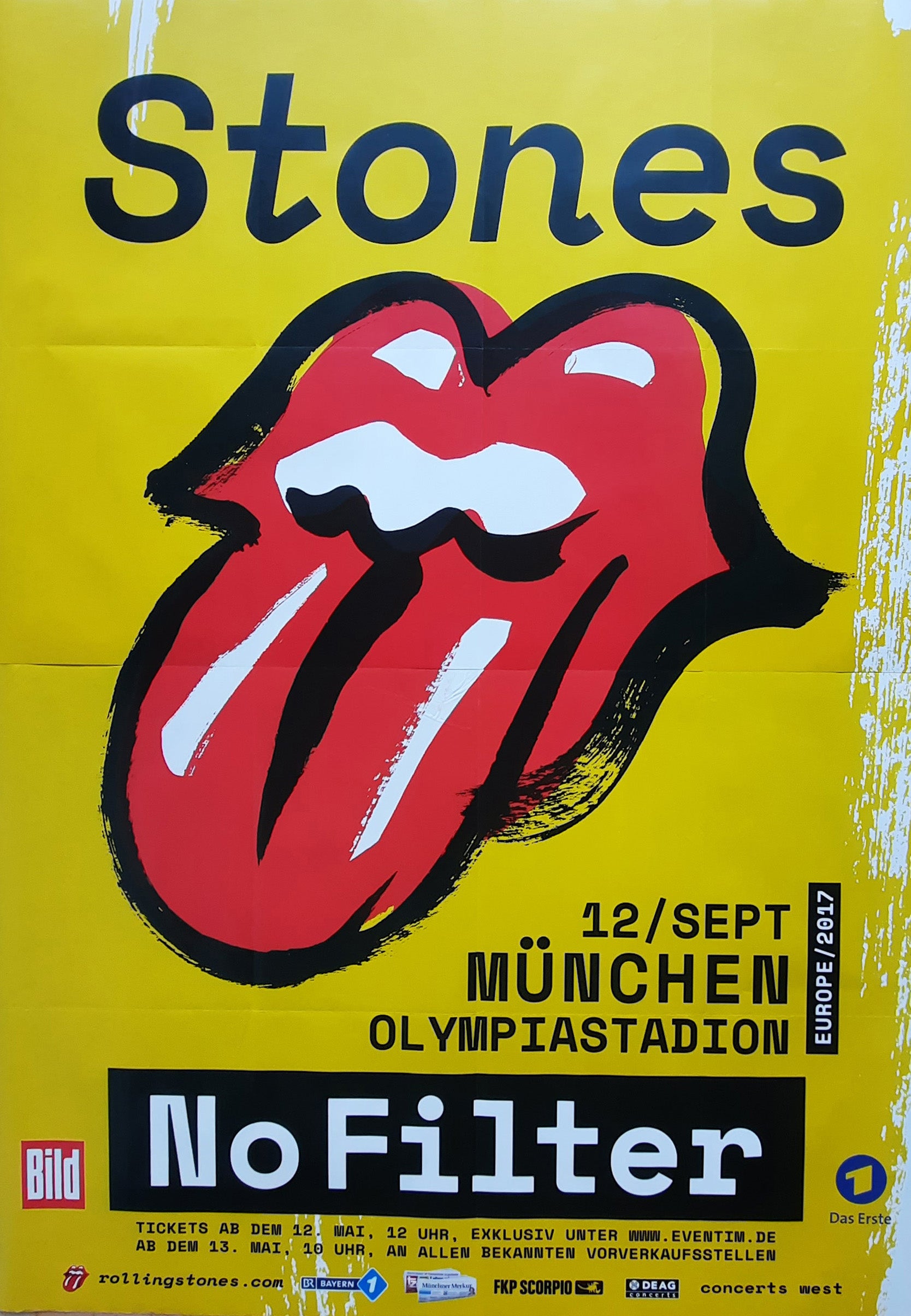 ROLLING STONES Original Concert Poster September 12, 2017 Munich Germany DOUBLE SUBWAY POSTER