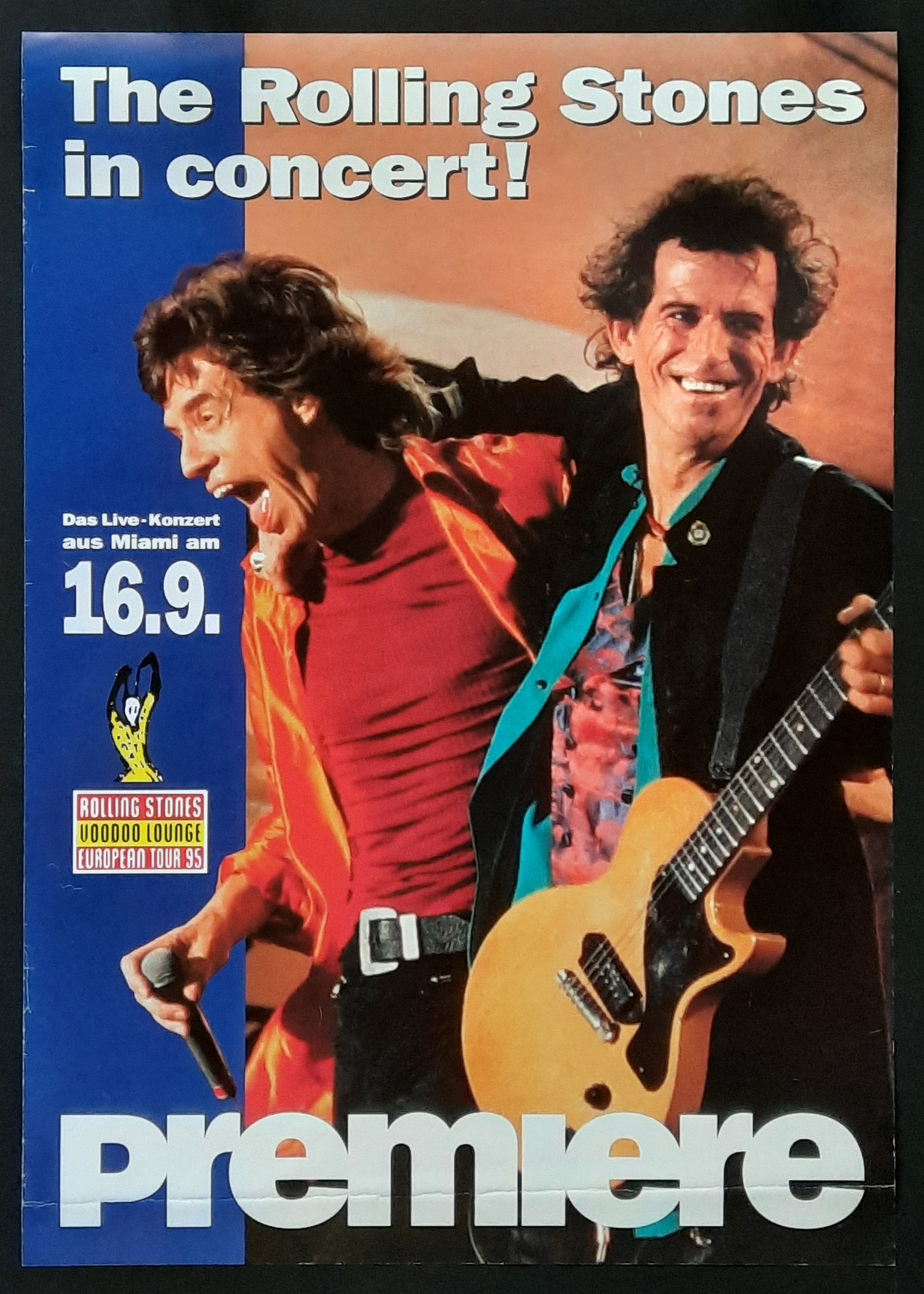 ROLLING STONES Original Concert Poster September 16, 1995 Miami USA TV Show 2