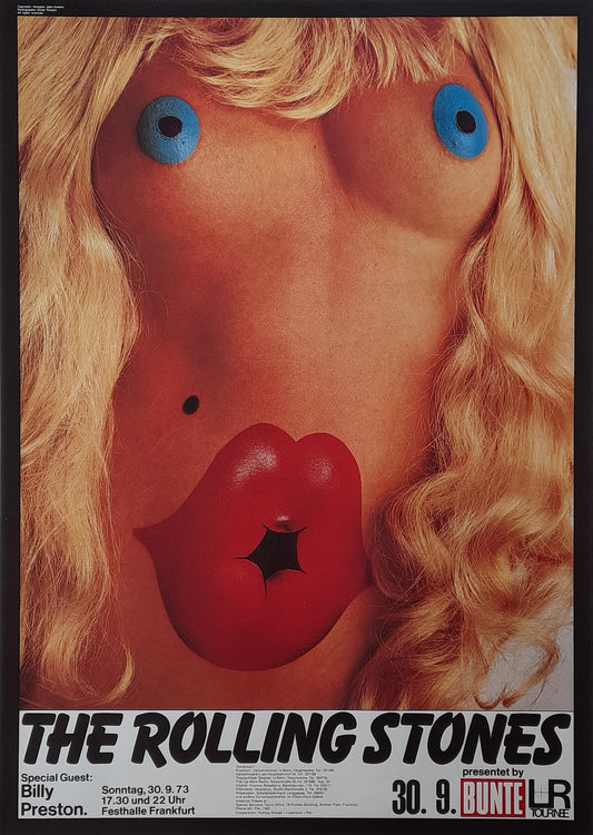ROLLING STONES Original Concert Poster September 30, 1973 Frankfurt Germany 1st print MINT