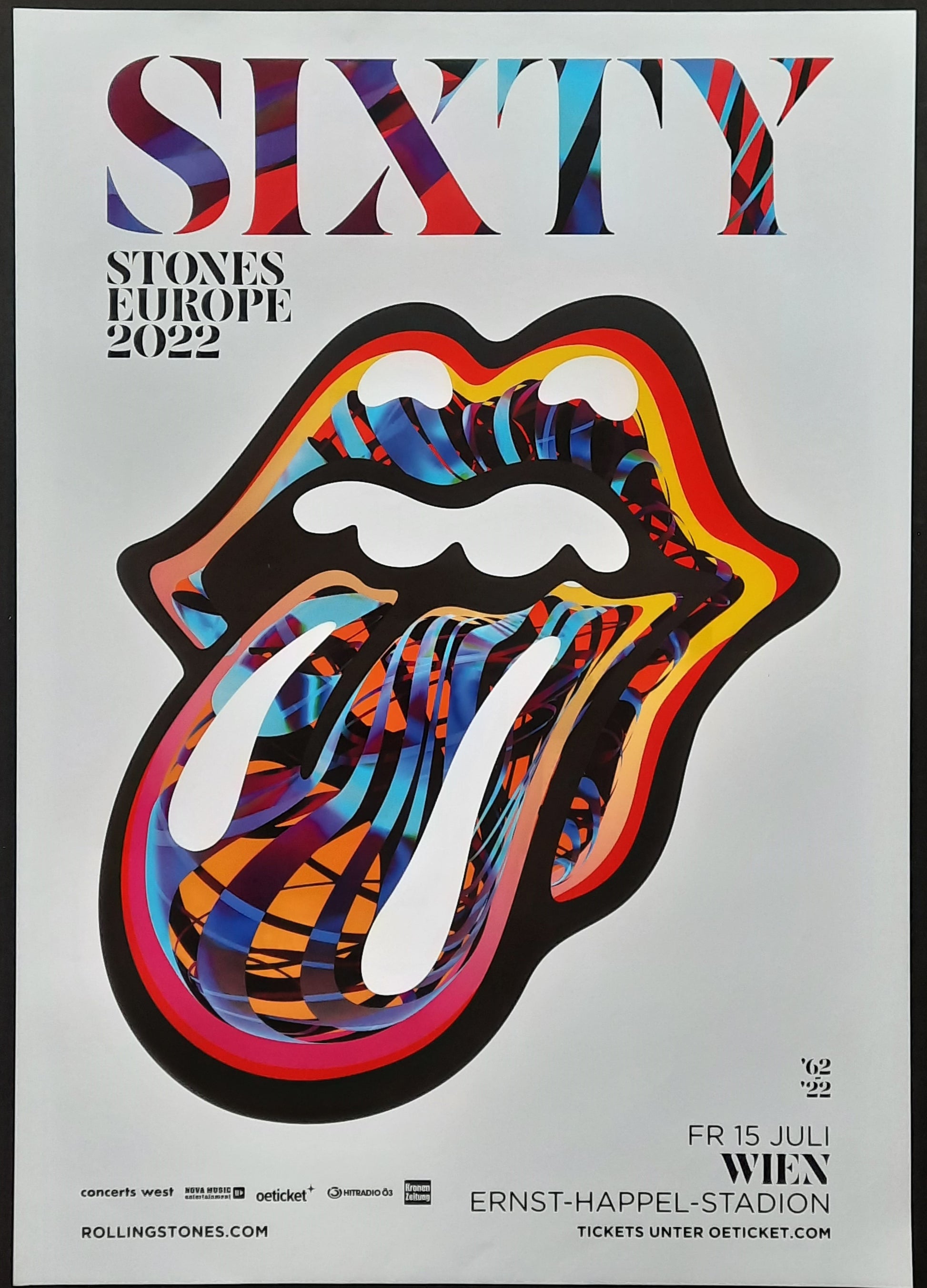ROLLING STONES Original Concert Poster "Sixty Tour" July 15, 2022 Vienna Austria 2
