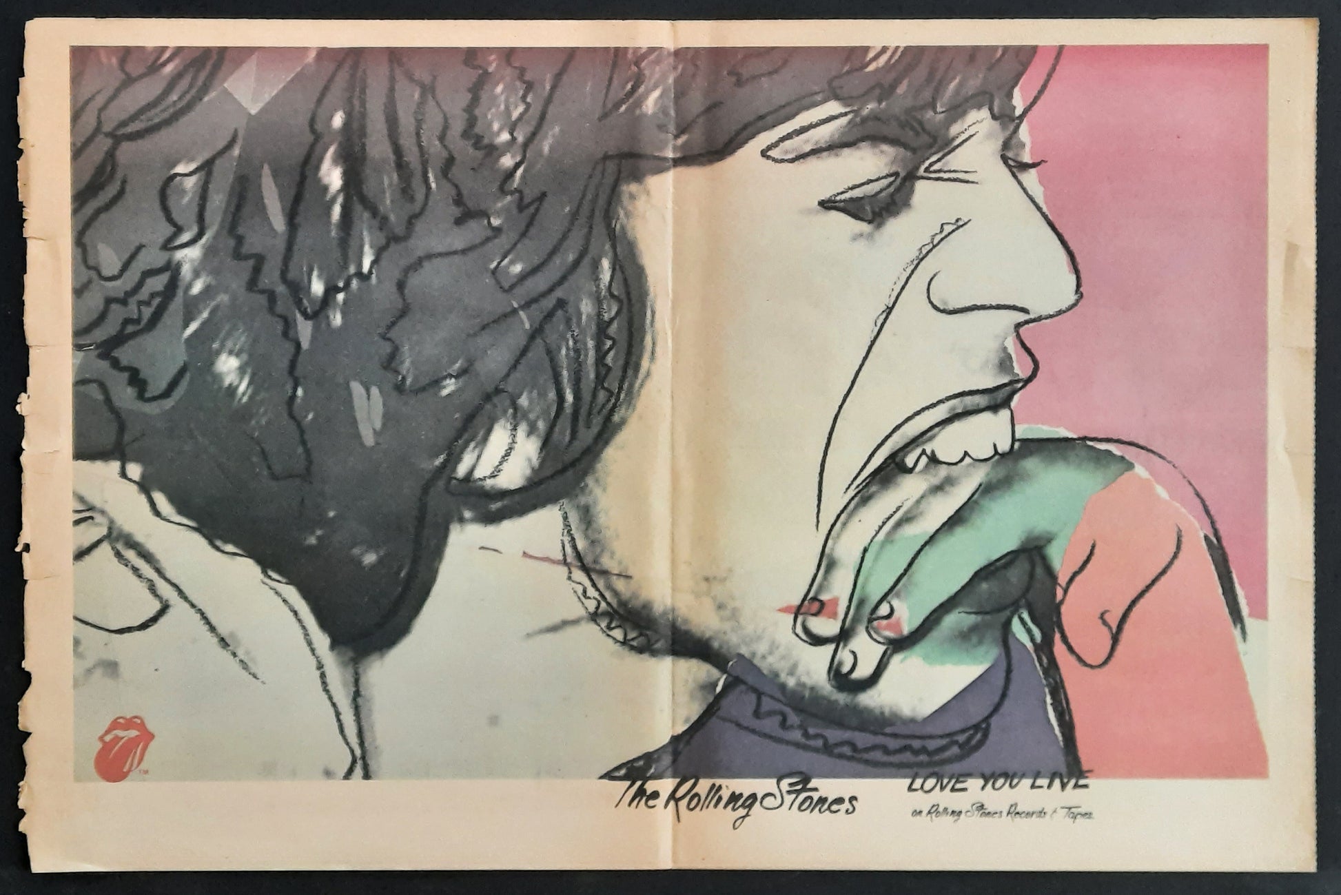 ROLLING STONES Original Promotion Poster - 1977 Album "Love You Live" by Andy Warholn Poster 1st Print 2