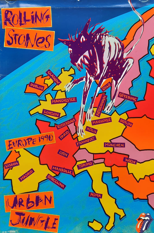 ROLLING STONES Original Promotion Poster - 1990 Europe Tour "Urban Jungle"