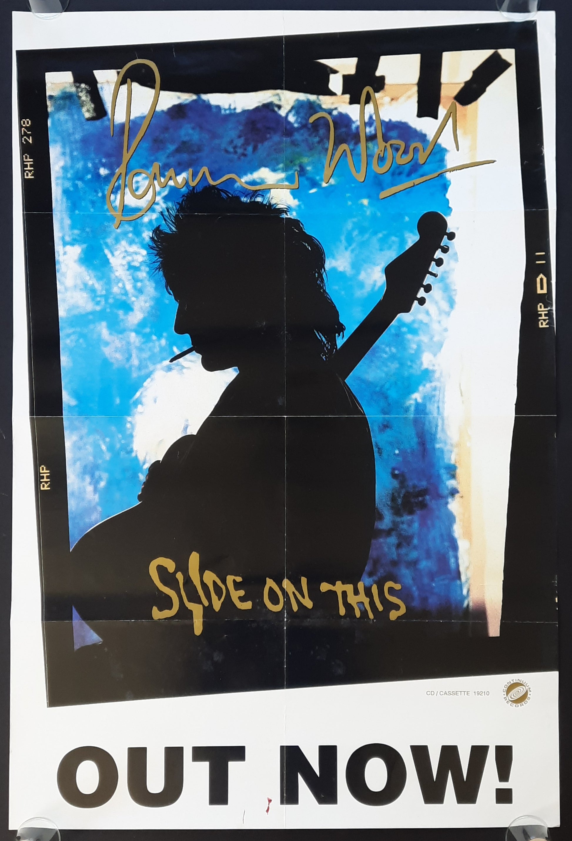 RONNIE WOOD 1992 Original Promotion Poster - Album SLIDE ON THIS