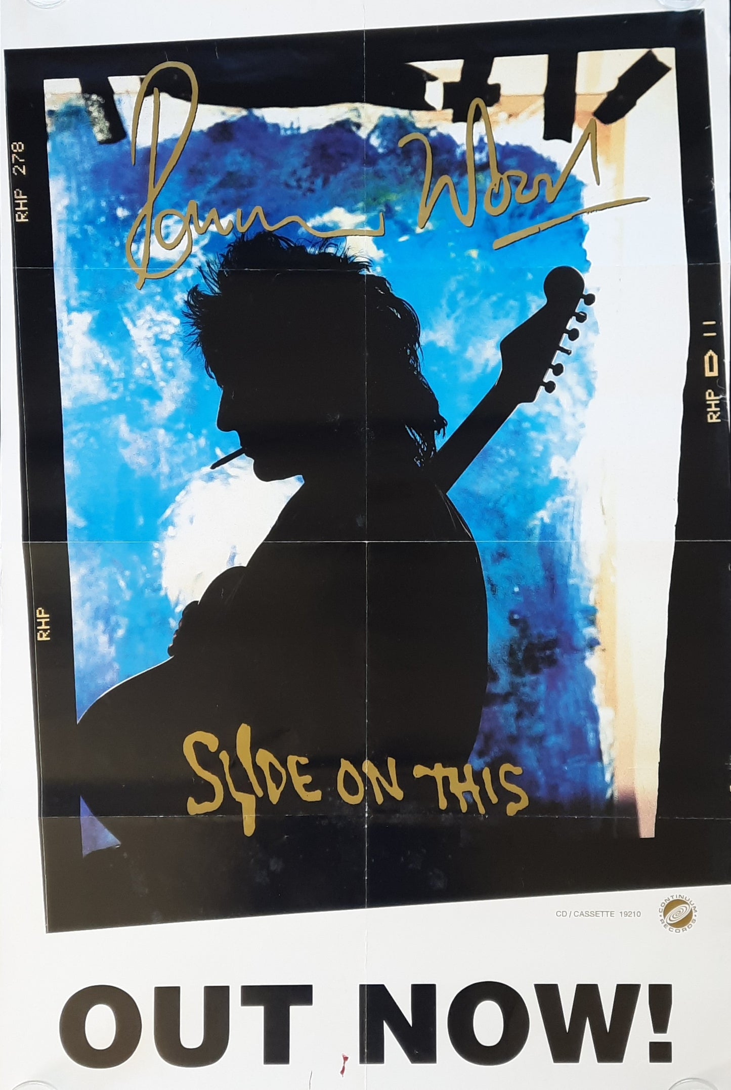RONNIE WOOD 1992 Original Promotion Poster - Album SLIDE ON THIS