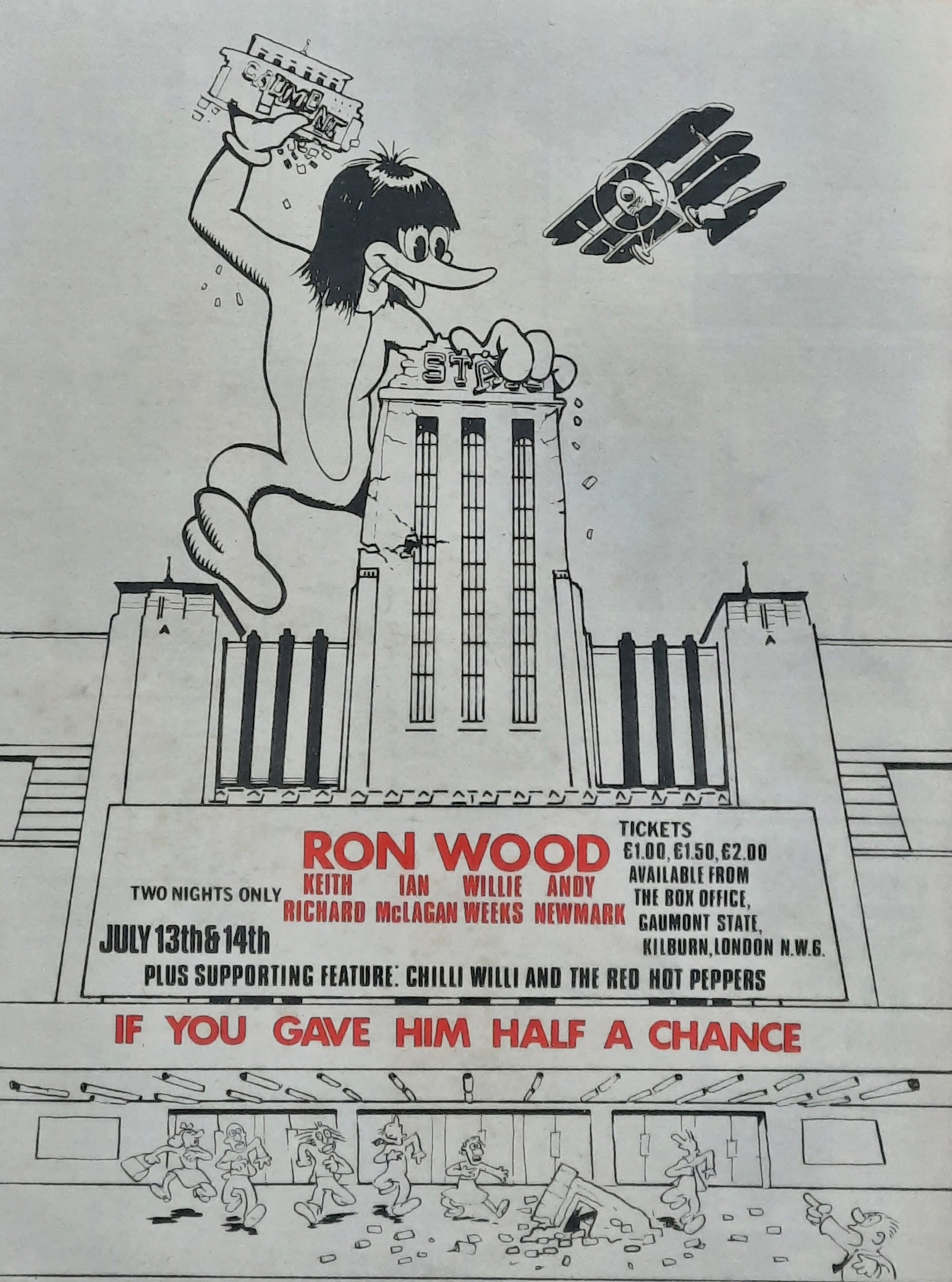 RON WOOD Keith Richards Original Poster/Press Ad 1974 Concert London