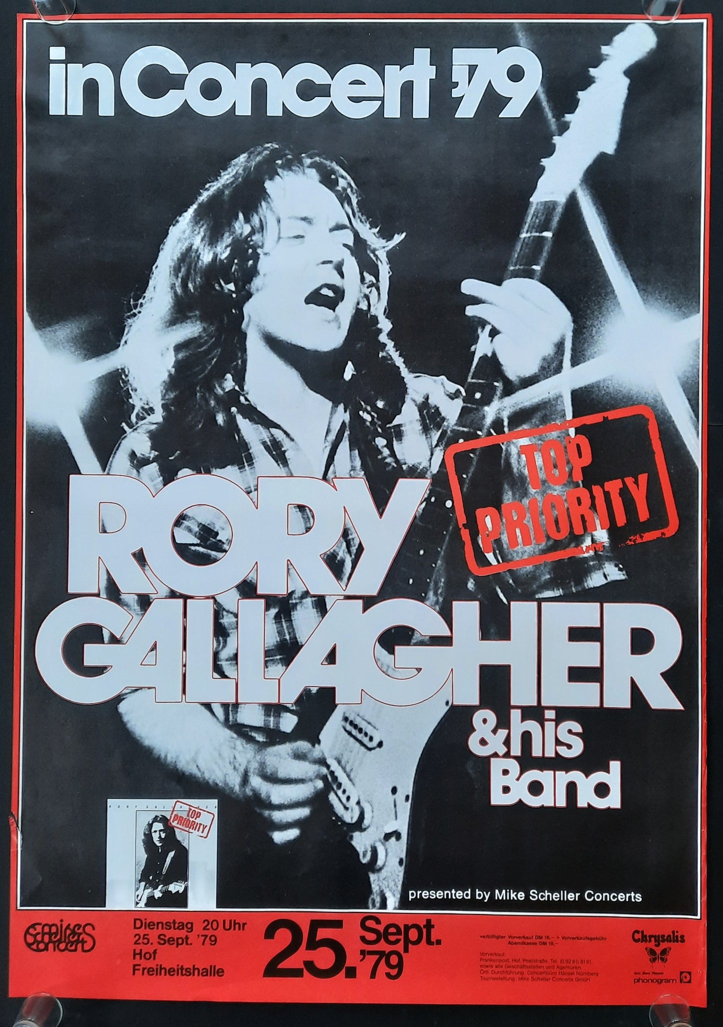 RORY GALLAGHER Original Concert Poster September 25, 1979 Hof Germany SUBWAY POSTER