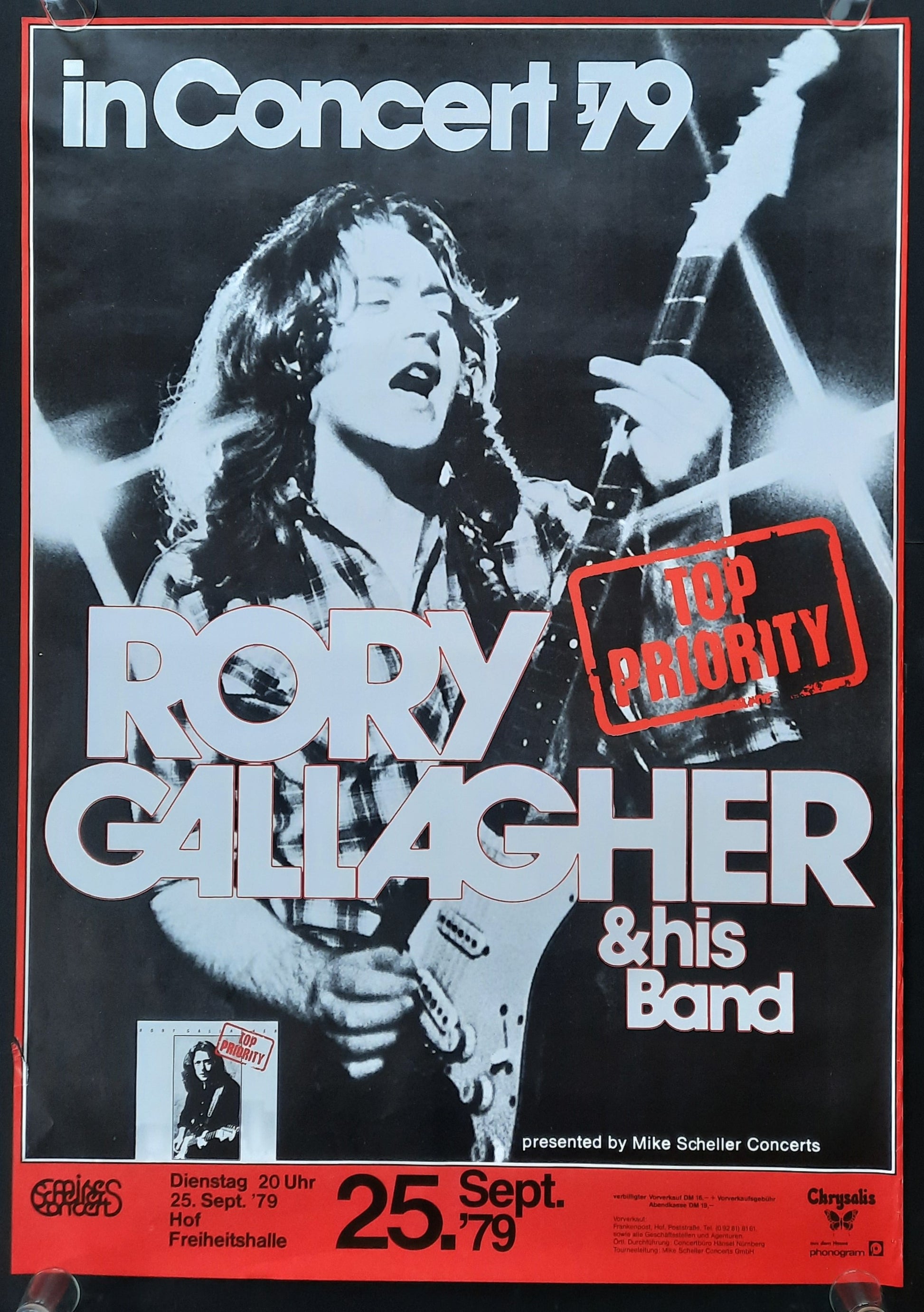 RORY GALLAGHER Original Concert Poster September 25, 1979 Hof Germany SUBWAY POSTER