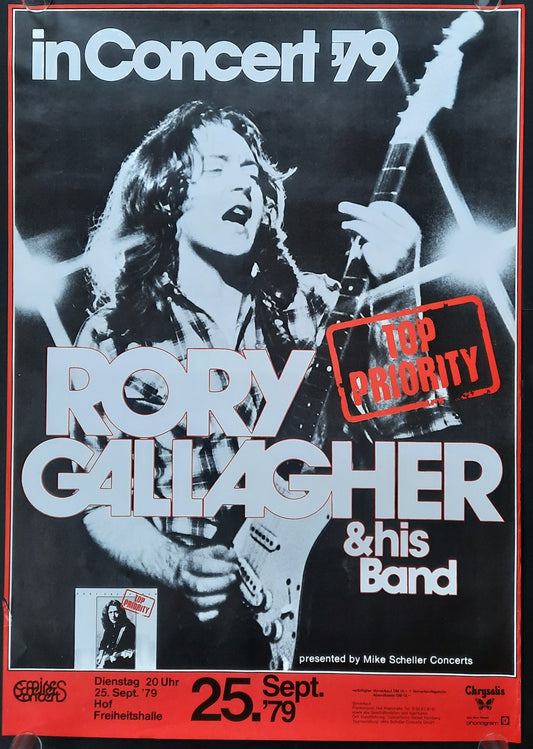 RORY GALLAGHER Original Concert Poster September 25, 1979 Hof Germany SUBWAY POSTER