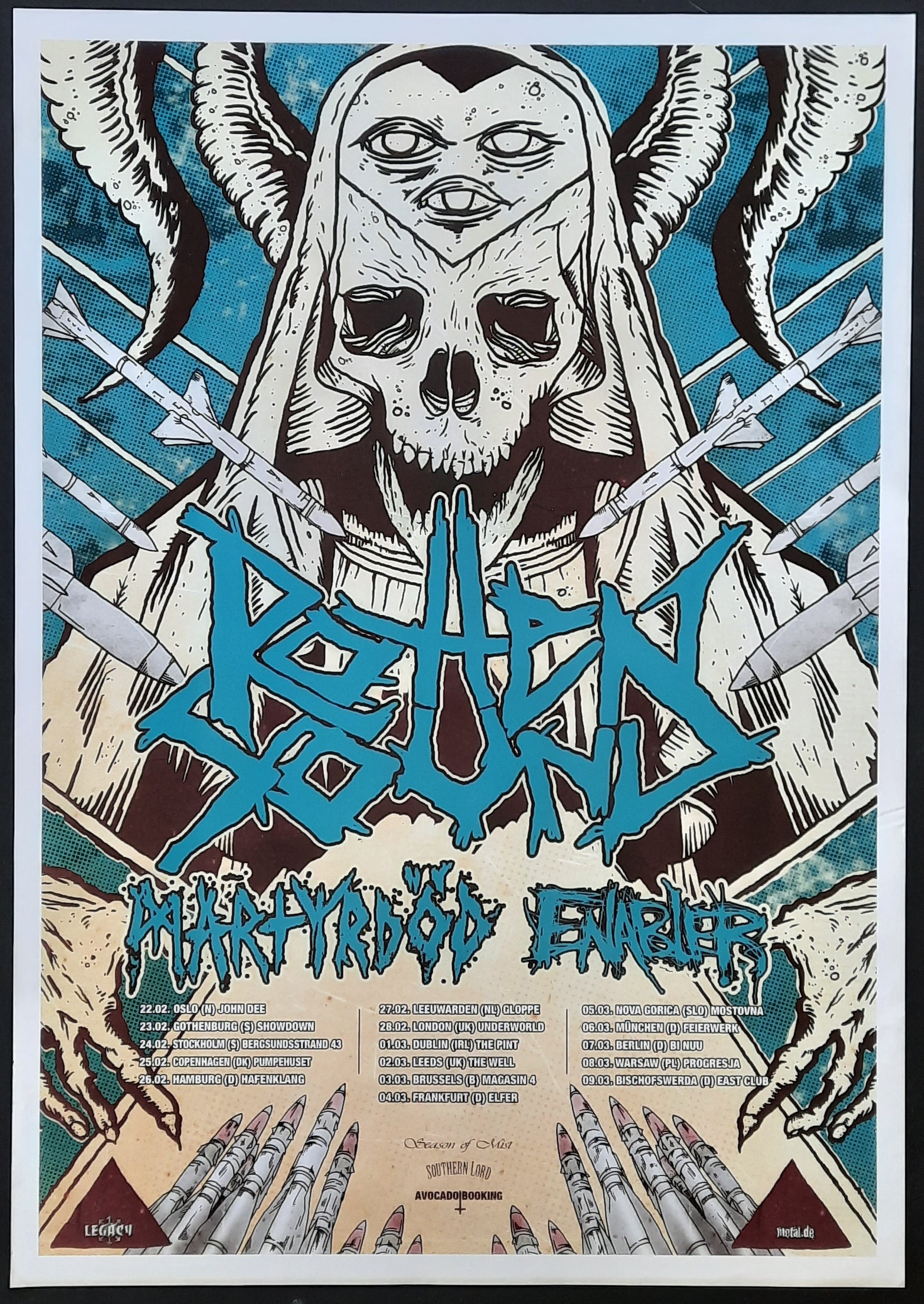 ROTTEN SOUND Original Concert Poster 2013 Tour
