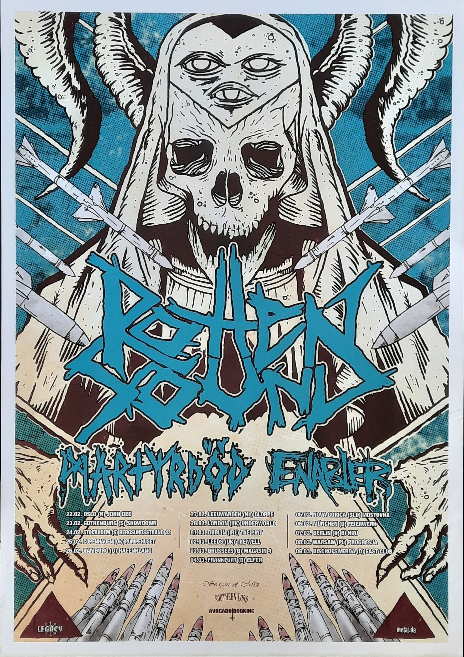 ROTTEN SOUND Original Concert Poster 2013 Tour 1